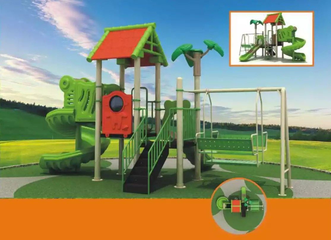 JVmoebel Spielturm Kinder Spielgerüst aus Holz mit Rutsche und Schaukeln bunt, Made in Europa
