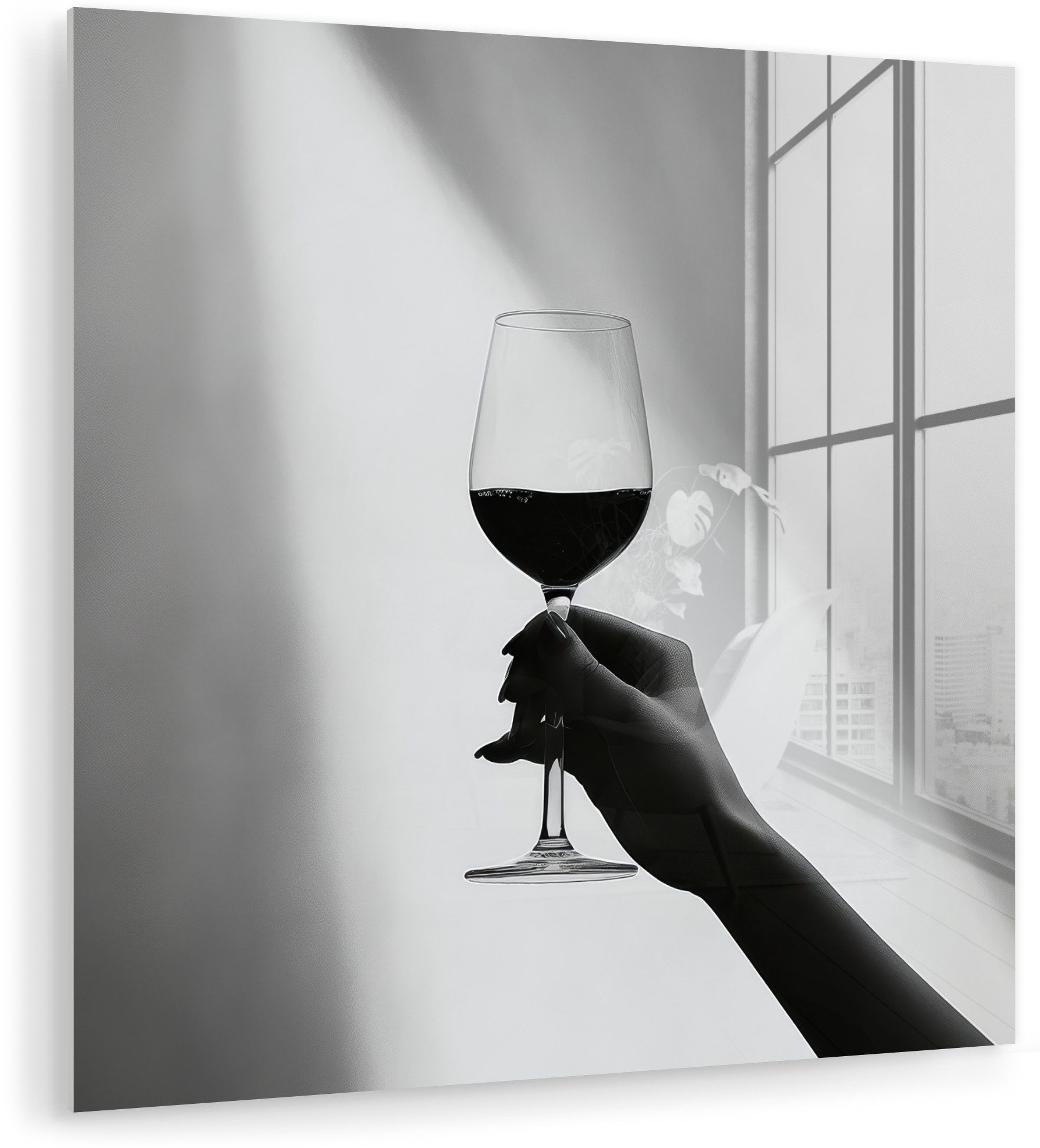 MuchoWow Acrylglasbild Leicht - Wein - Rot - Glas, Inkl. Aufhängung, Bilder auf Glas Wandbild, Wanddeko Wohnzimmer Badezimmer, 20x20 cm