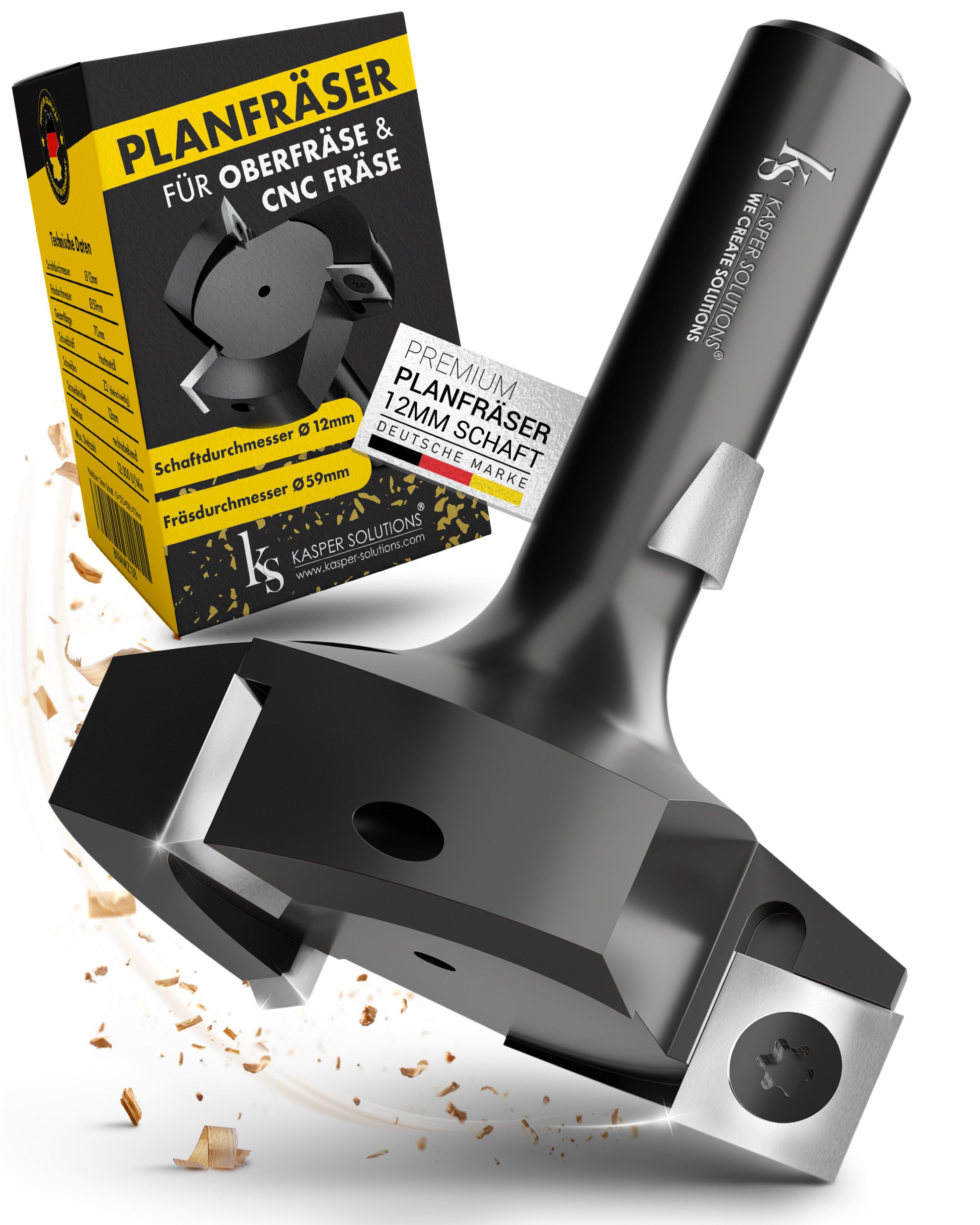 Kasper Solutions® Wendeplattenfräser Kasper Solutions® Profi Planfräser 8mm Schaft / 12mm Schaft, Profi Planfräser, Wendeschneidplatten ebenfalls erhältlich, Extrem langlebig