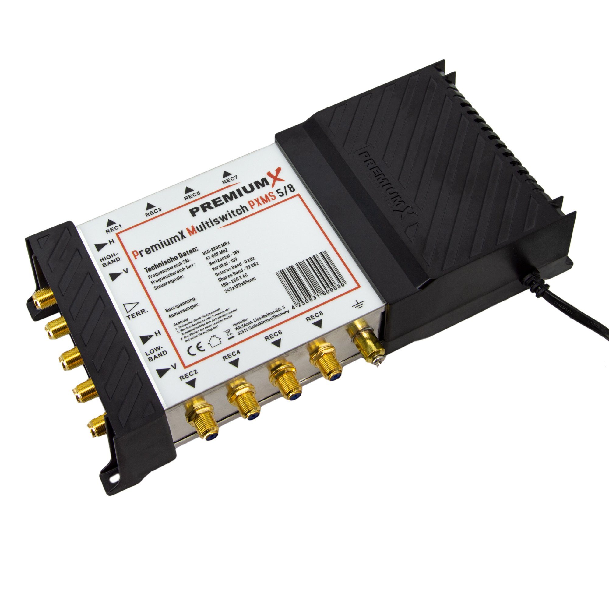 Multiswitch Satellite 5/8 Avec Alimentation - 8 Sorties - Compatible 4K/8K - Pour Astra, Hotbird