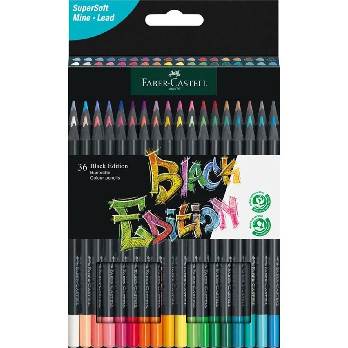 Faber-Castell Buntstift Black Edition Buntstifte 36er Kartonetui