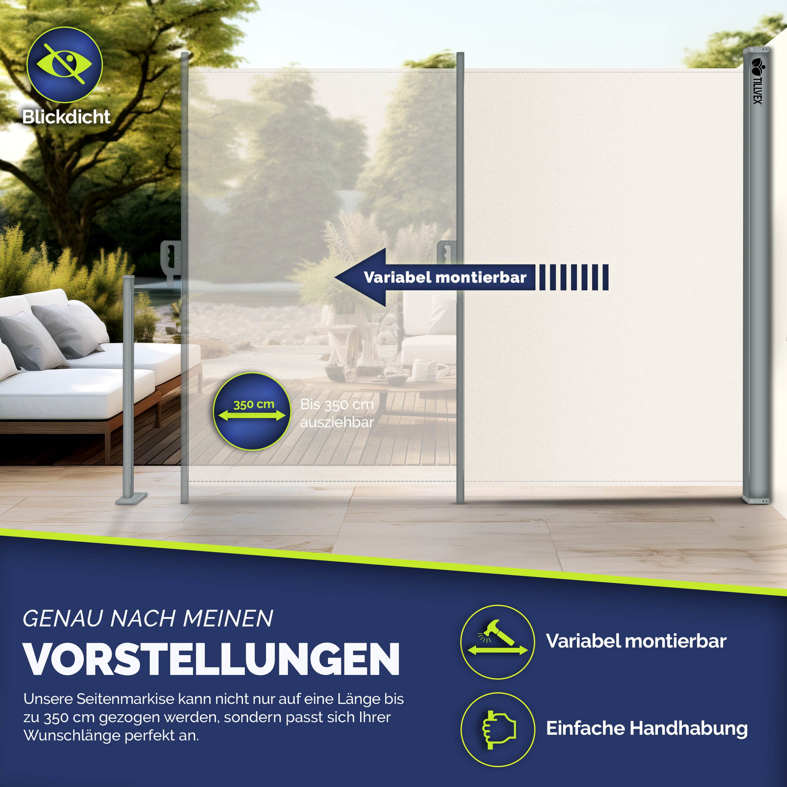 tillvex Seitenmarkise tillvex® Seitenmarkise ausziehbar Markise günstig online kaufen