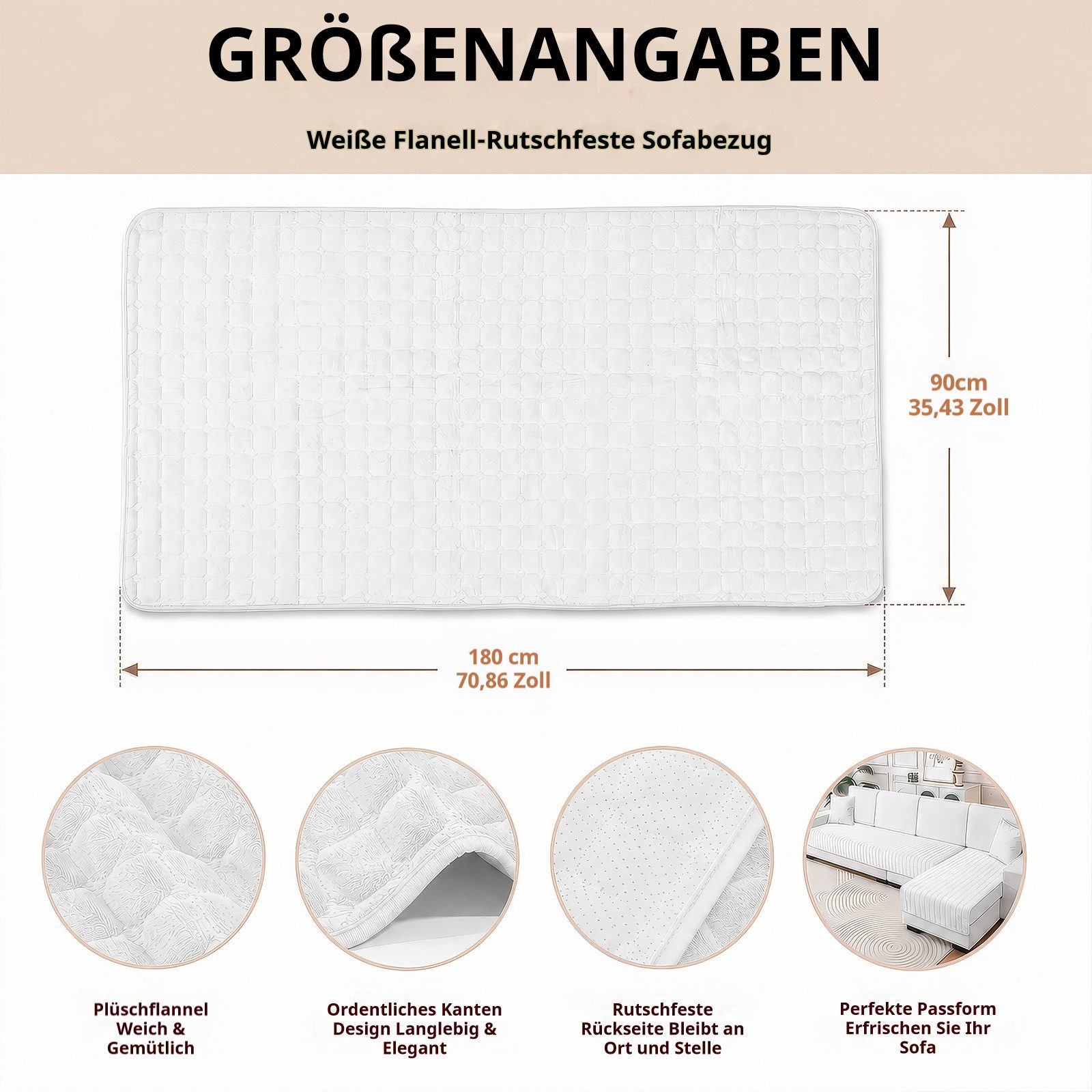 LEMLIT Sofabezug Sofaüberwurf Weiche Flanell rutschfest Sofa überzug Schutzdecke, Couch überzug Waschbar, Sofa Cover für Sektionssofa, L Form Wohnzimmer – Bild 2 von 5