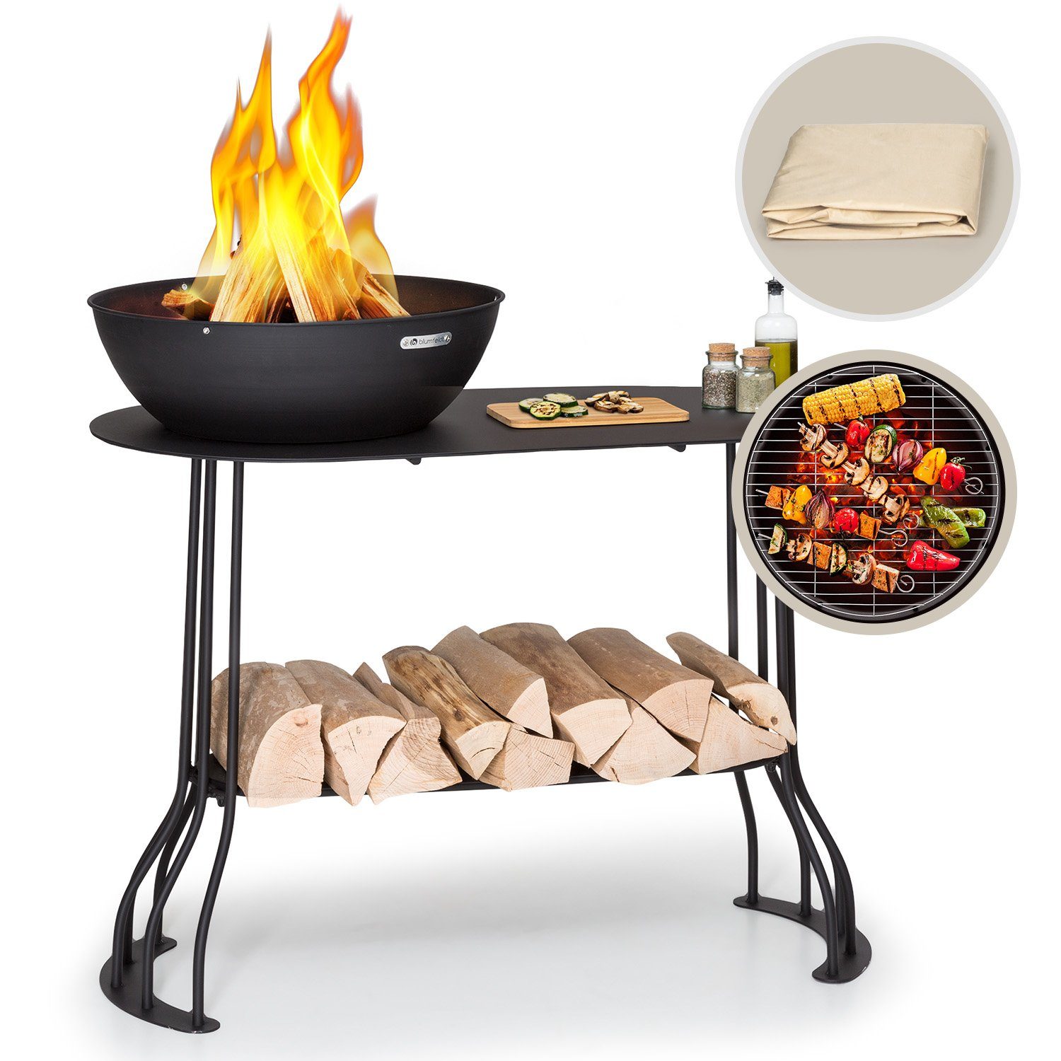 blumfeldt Feuerschale Nantai, (Set), Garten mit Grill Feuerkorb Feuerstelle Outdoor