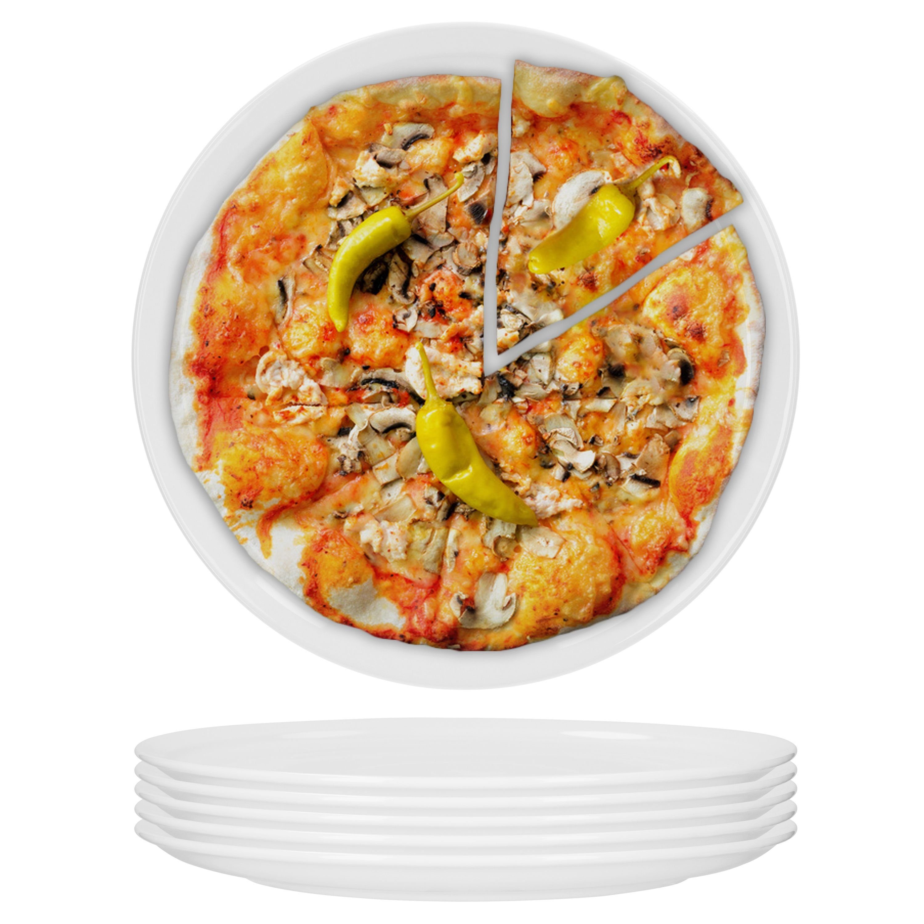 6er cm Pizzateller van 32,5 weiß Set Pizzateller Well