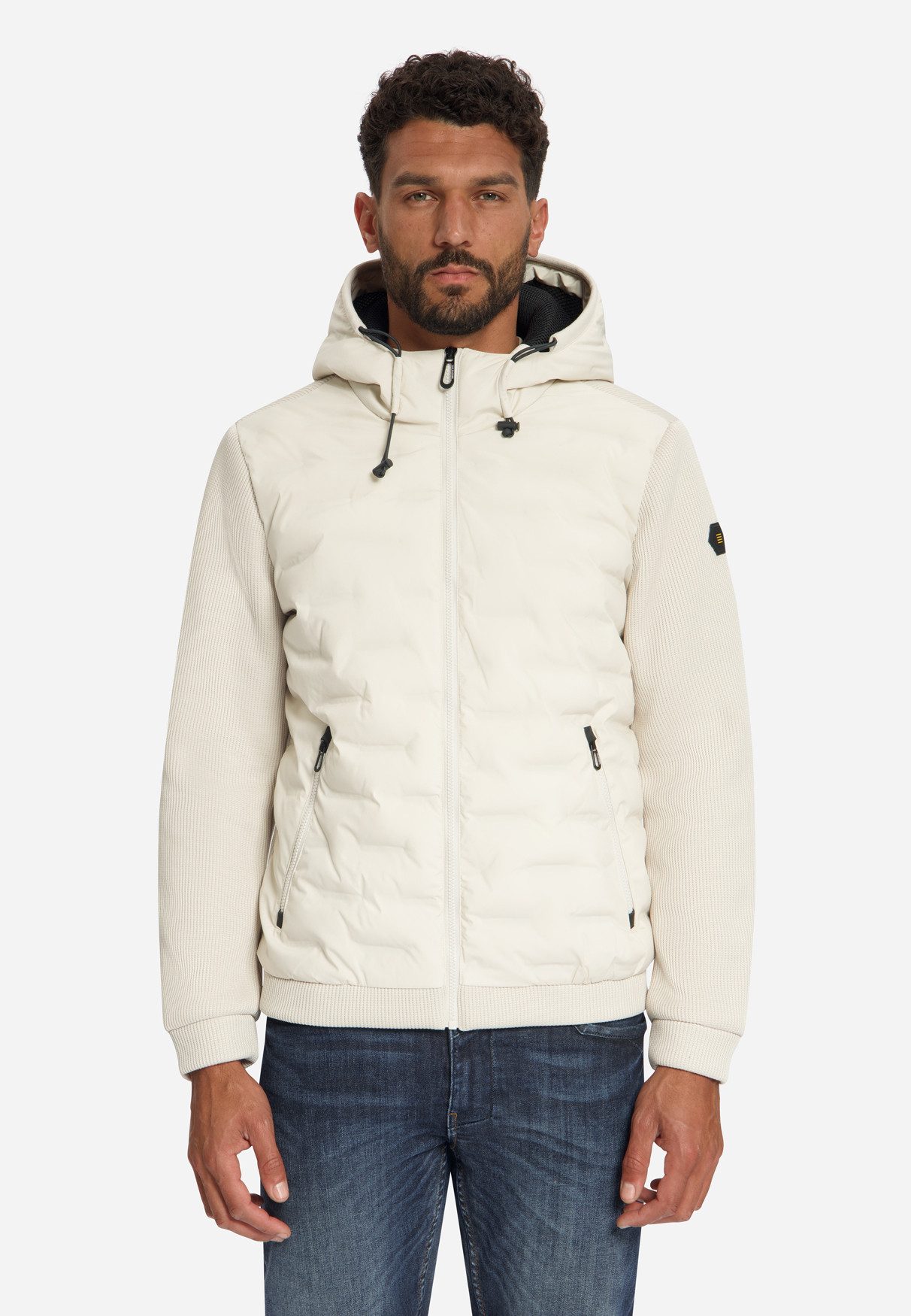 NO EXCESS Fleecejacke - Modische Hybridjacke mit Kapuze und Steppfront für Herren