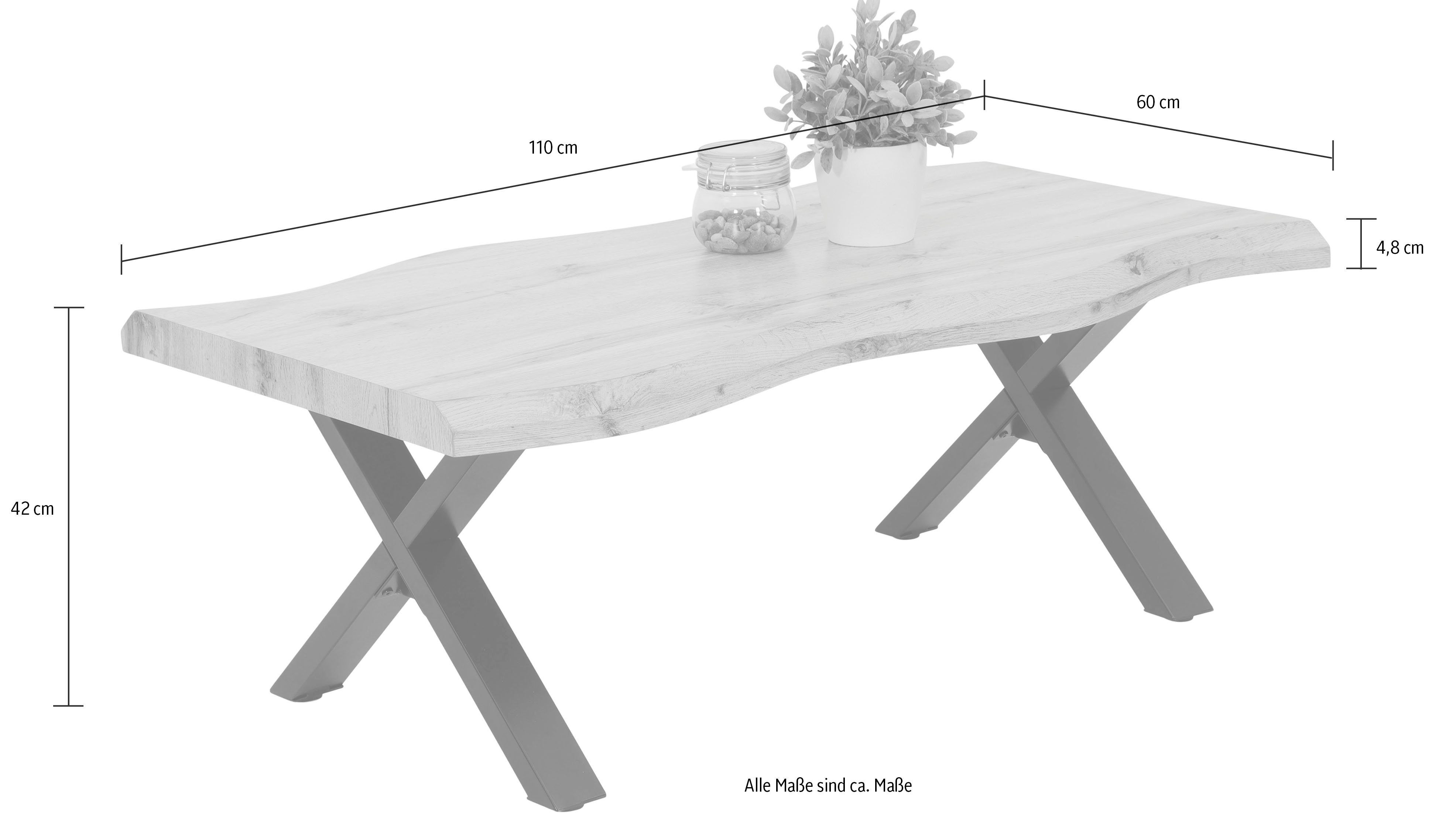 Grau/Schwarz Grau Baumkantenoptik HELA GERD, | Couchtisch