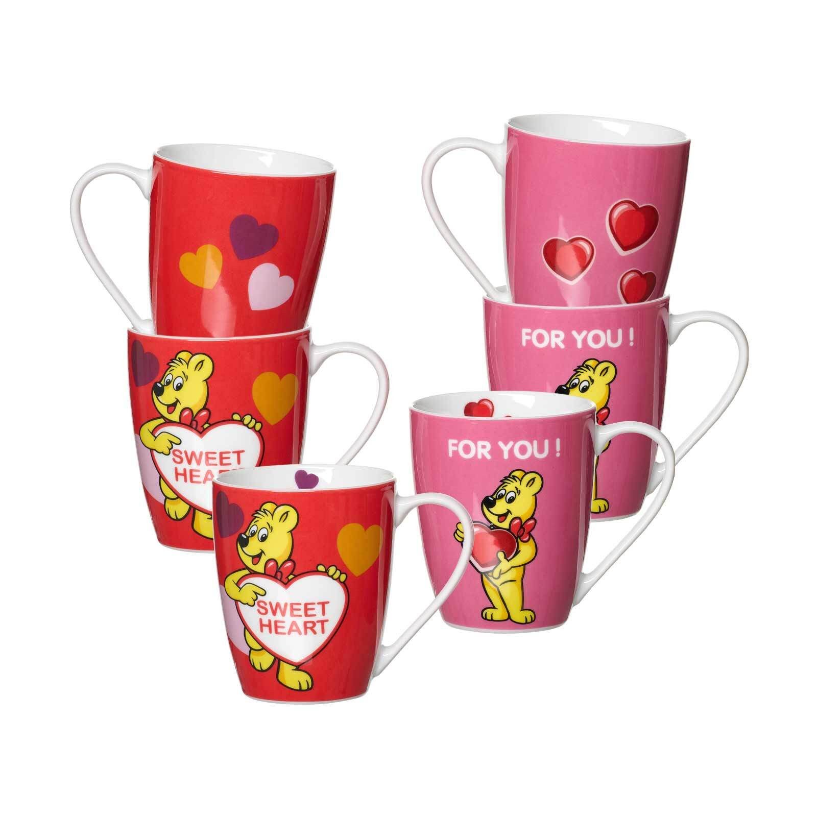 Ritzenhoff & Breker Kinderbecher Haribo Becher Sweet Heart 360 ml 6er Set, 6-tlg., Porzellan