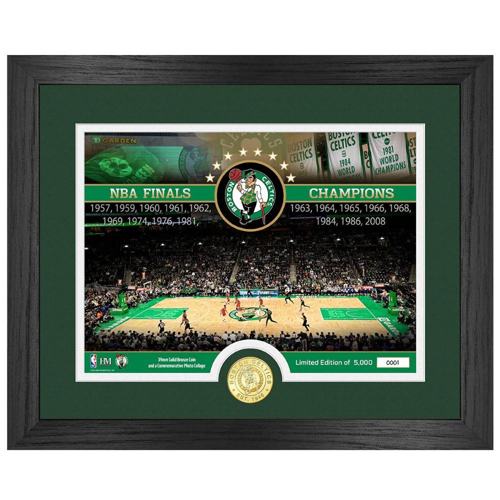 Boston Celtics Bild mit Rahmen Boston Celtics Bronze Coin Court Photo Mint