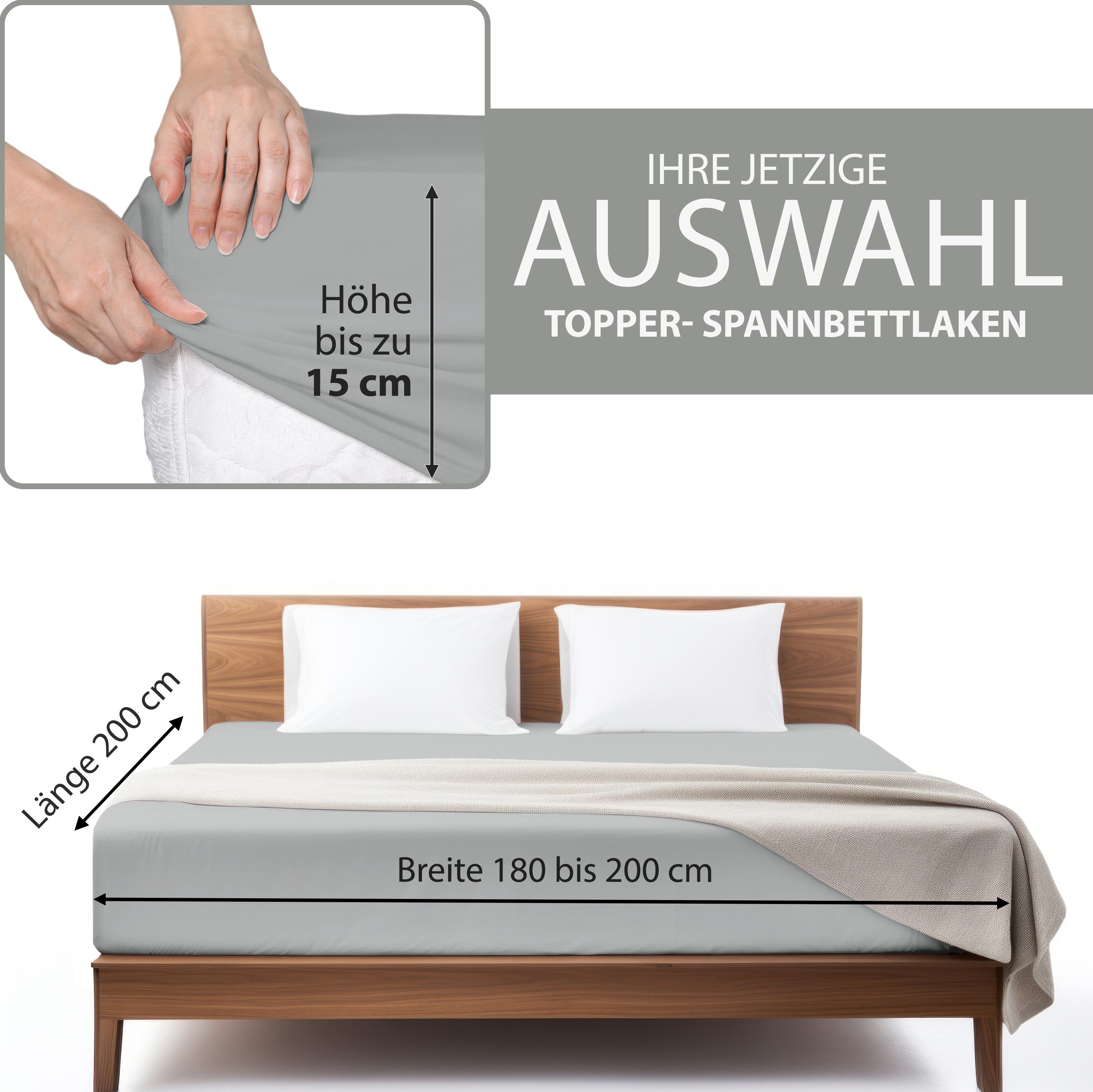 Hausfelder Spannbettlaken 2er Set Spannbettlaken Topper, günstig online kaufen