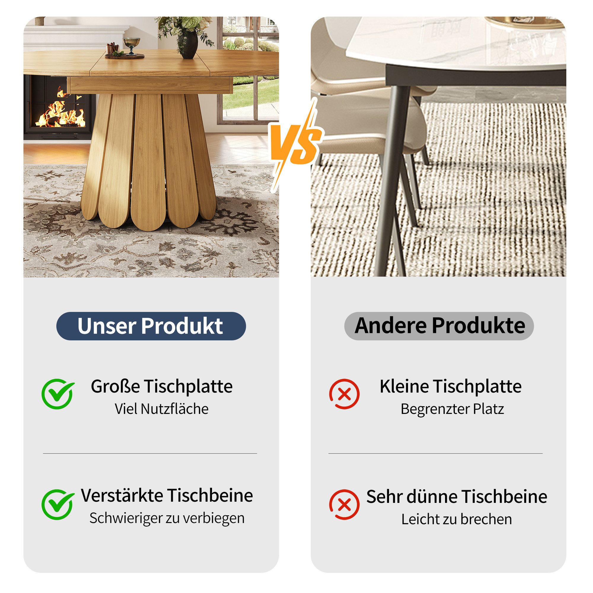 i@home Esstisch Küchentisch,Balkontisch,natur (Packung set, 1 Tisch), runder,ausziehbar zu oval,118-158 cm