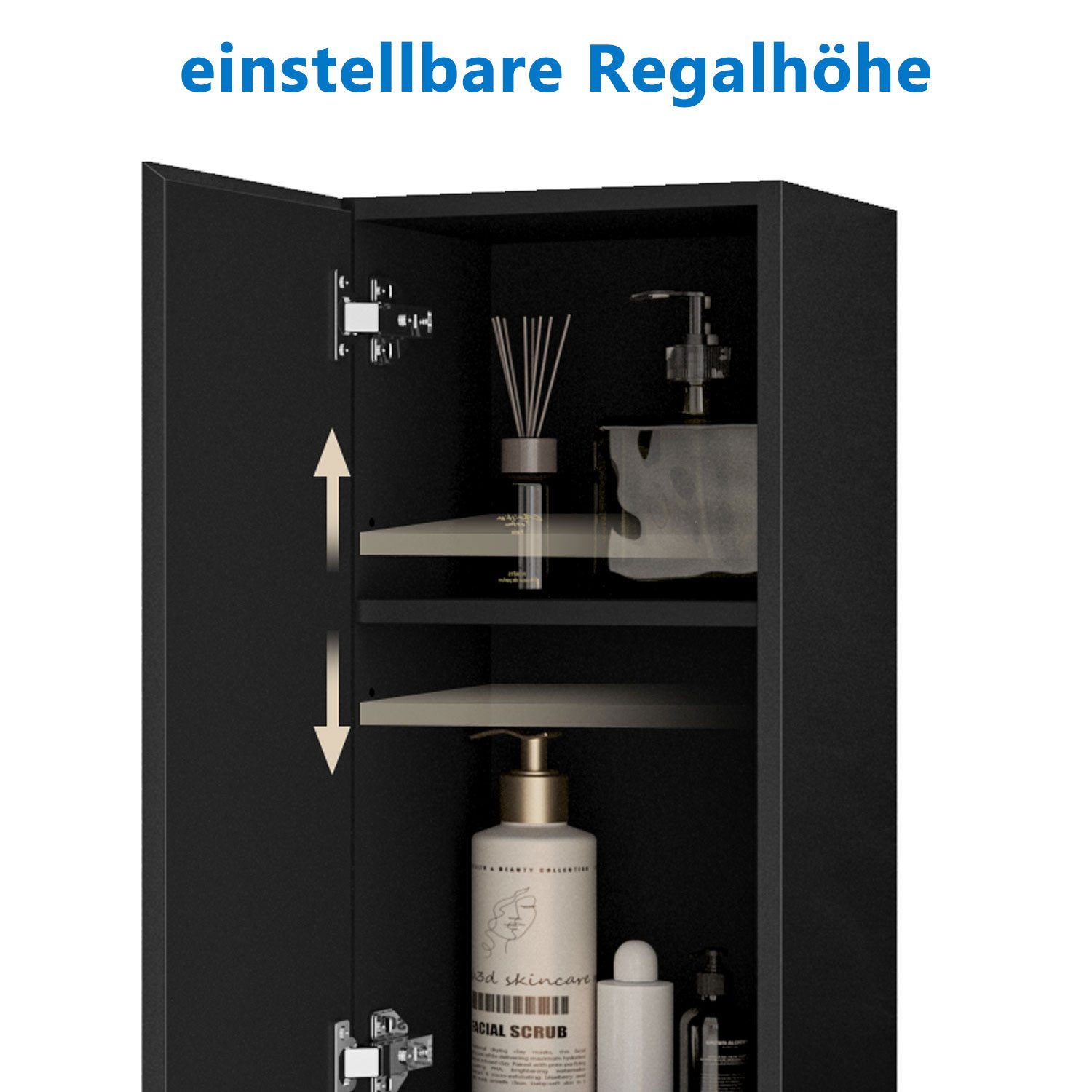 Aica Sanitär Hochschrank Hochschrank Badschrank mit 2 Türen Wandschrank Hängeschrank Hochglanz – Bild 5 von 5