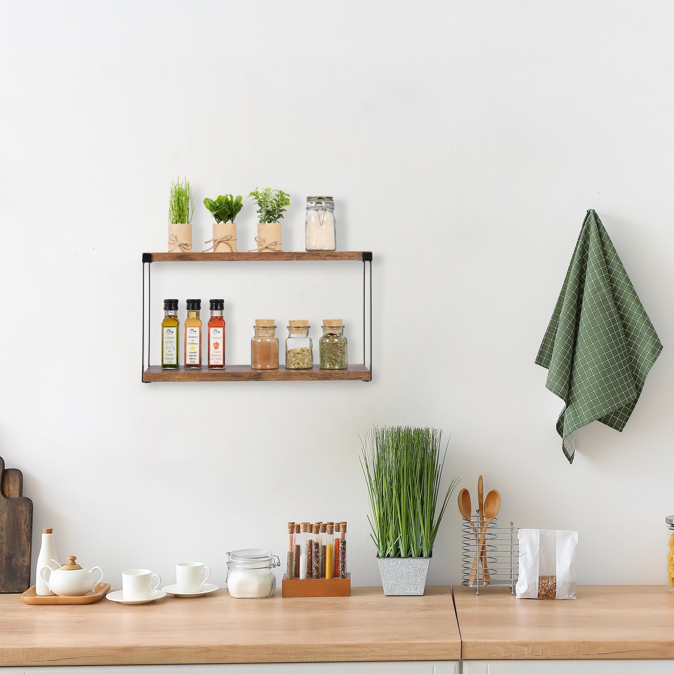 relaxdays Wandregal Industrial mit 2 Ablage günstig online kaufen