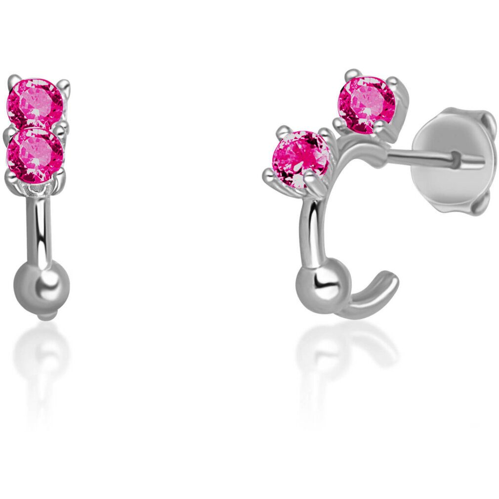JVD Ohrring-Set Silver circle earrings with fuchsia zircons SVLE0701XH2R100
