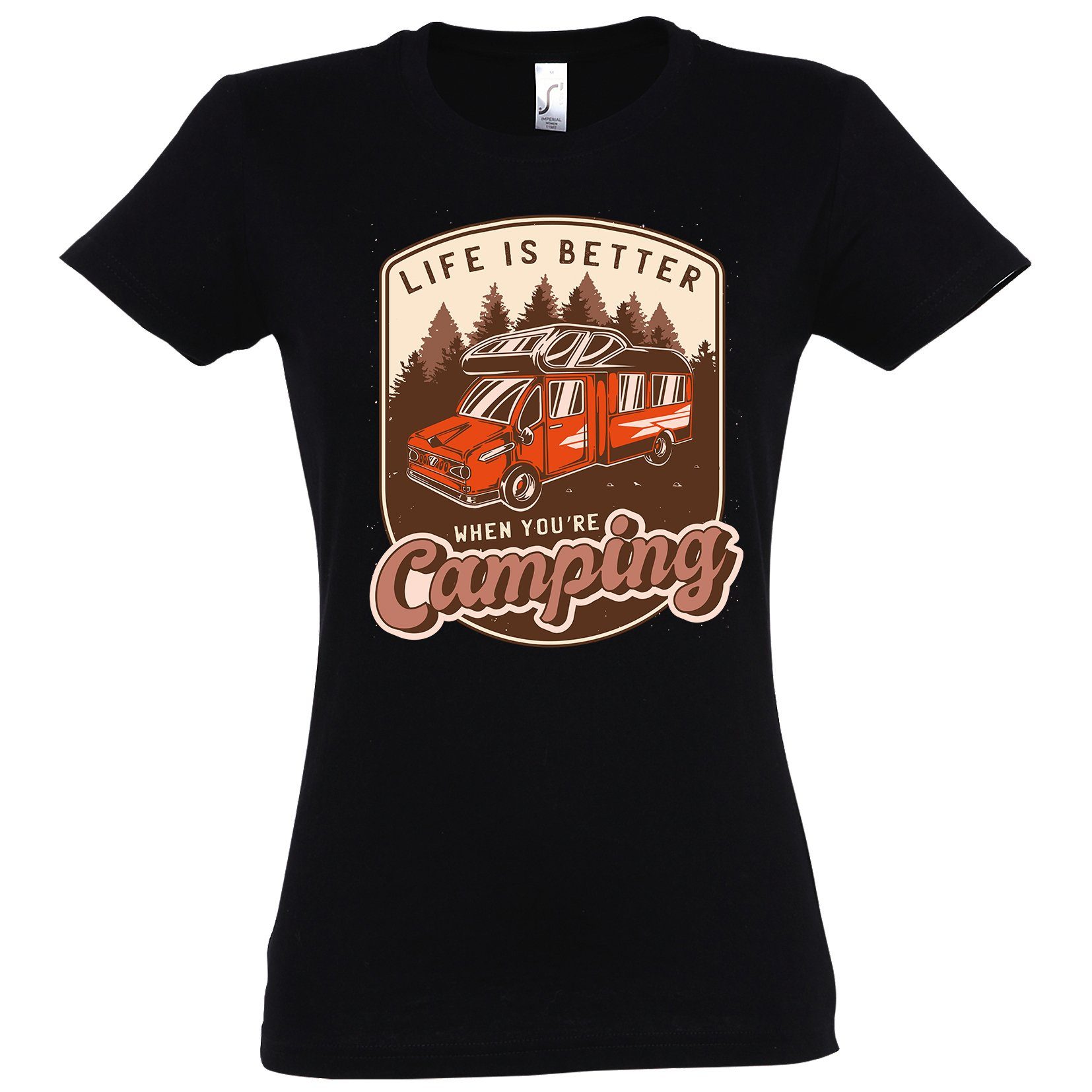 Damen Shirts Youth Designz T-Shirt Life Is Better When You're Camping Damen Shirt mit lustigem Frontprint