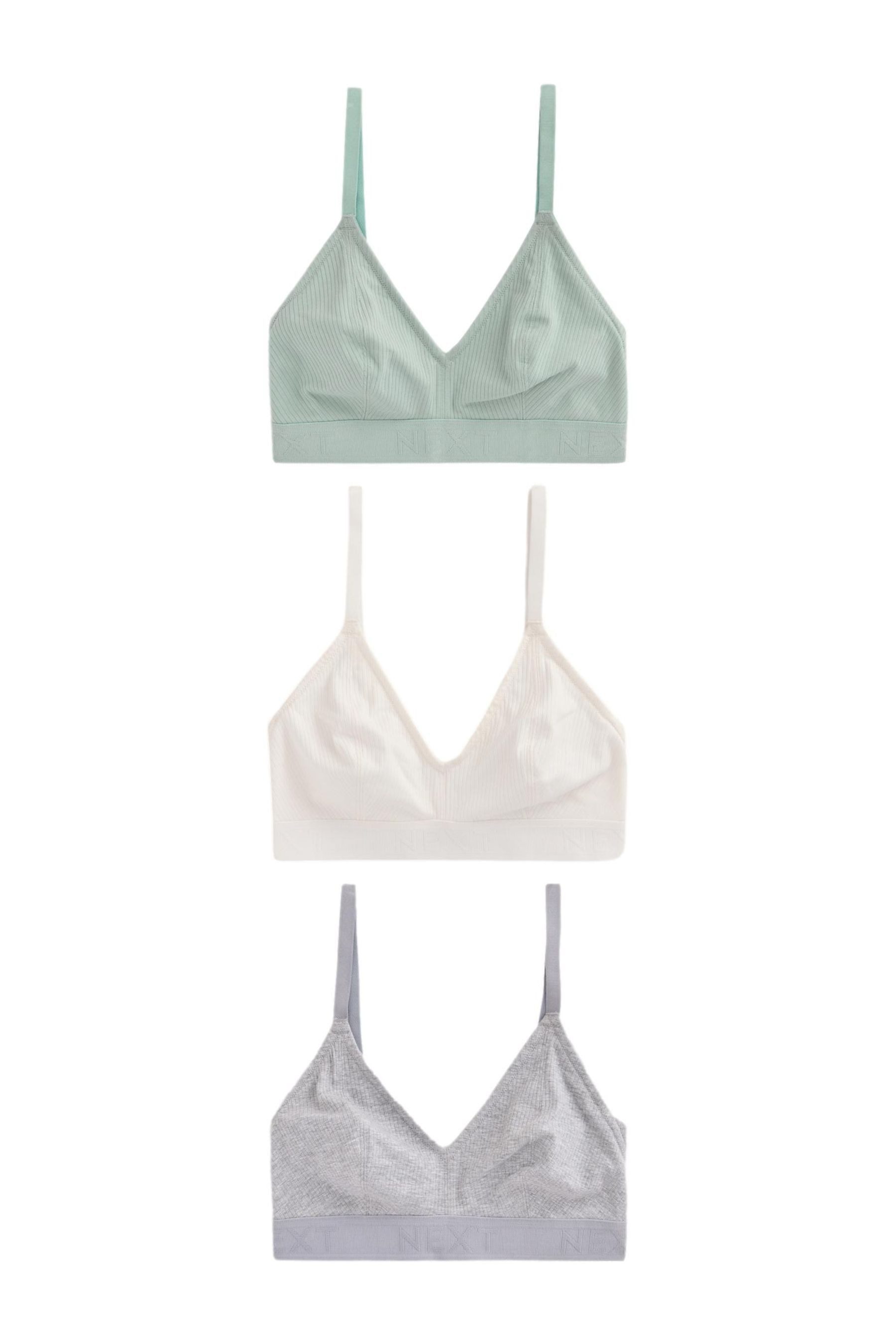 Set: Bralette-BH 3er-Pack Gerippte BHs mit Logo ohne Bügel, DD+