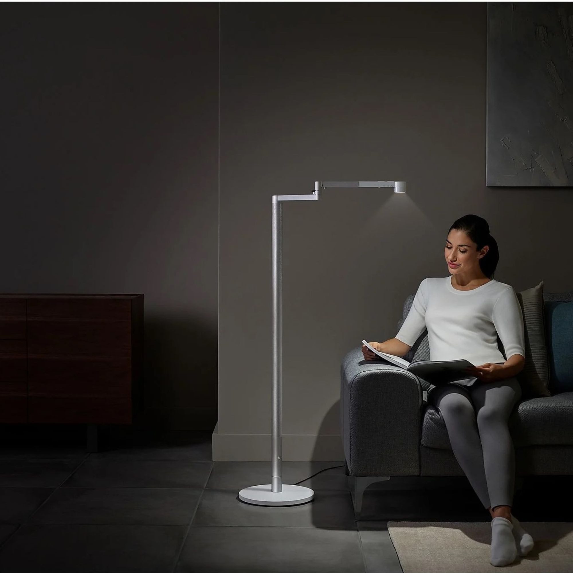 DYSON LED Stehlampe Solarcycle Morph™, dimmbar, Weiß /Silber, LED fest integriert, das passende Licht für jede Tageszeit