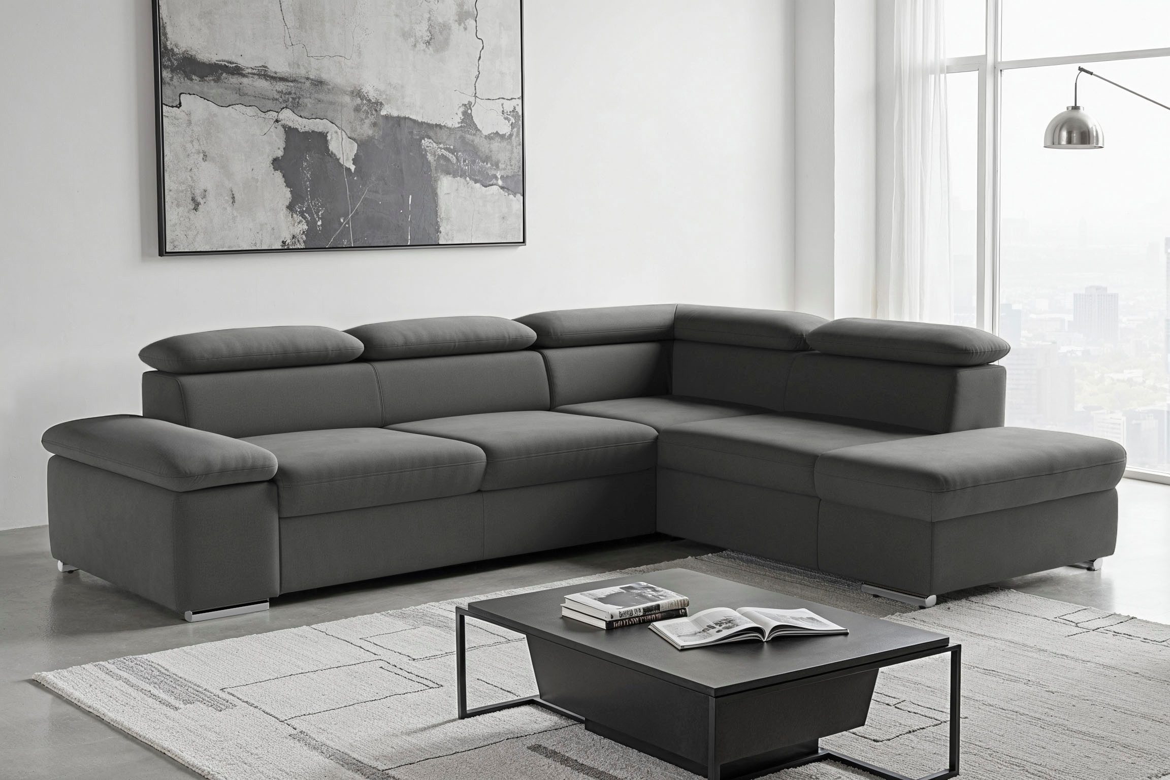 sit&more Ecksofa Valantine L-Form, B: 272 cm, Armteilverstellung, Kopfteilverstellung, mit Schlaffunktion, Komfortsofa, modern