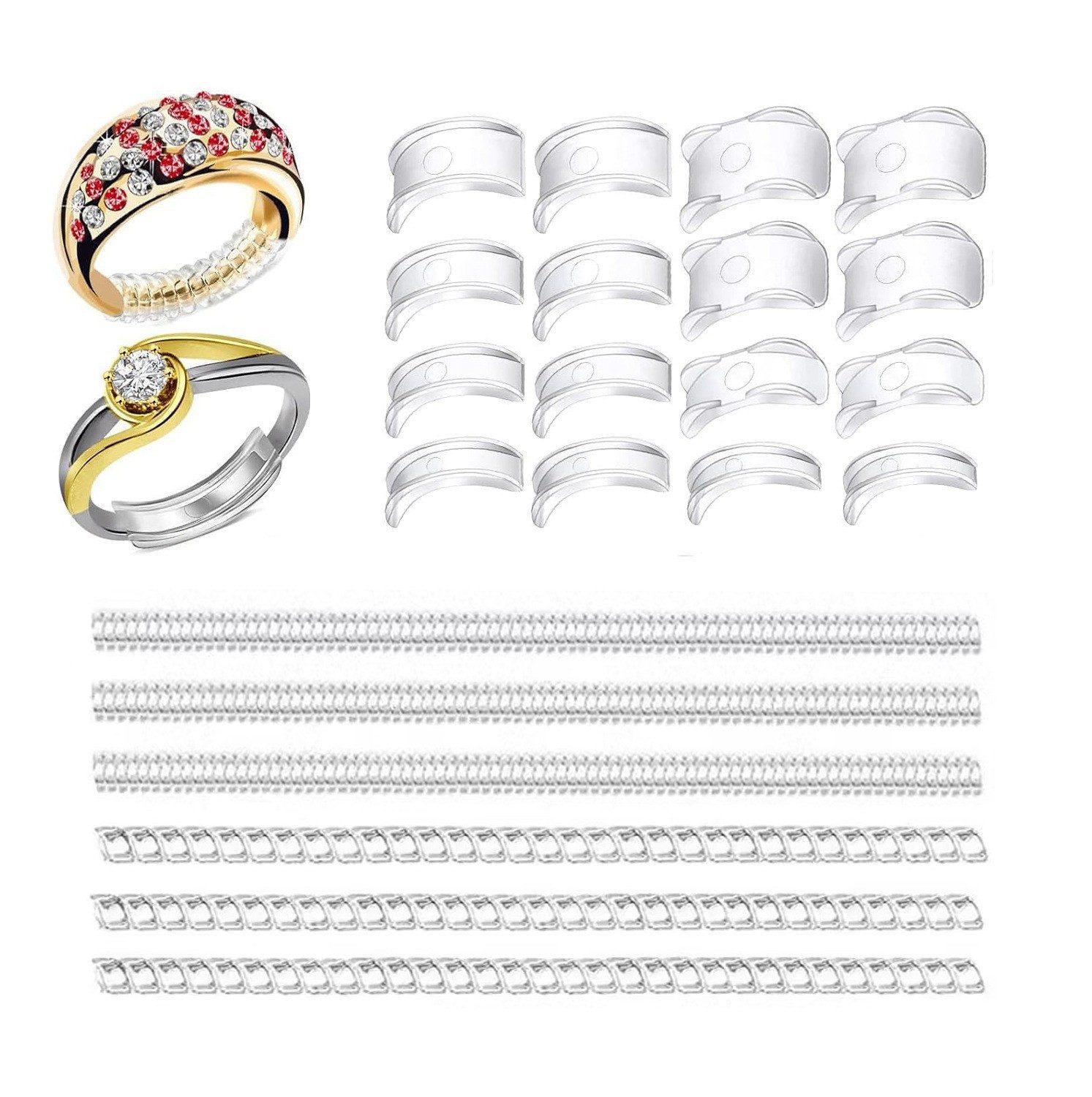 Coonoor Ringmaß 14/20/22 Stück Ringverkleinerer Unsichtbar Ring Verkleinerung (22-tlg), Unsichtbarer Ringgrößenversteller Silikon für lose Ringe