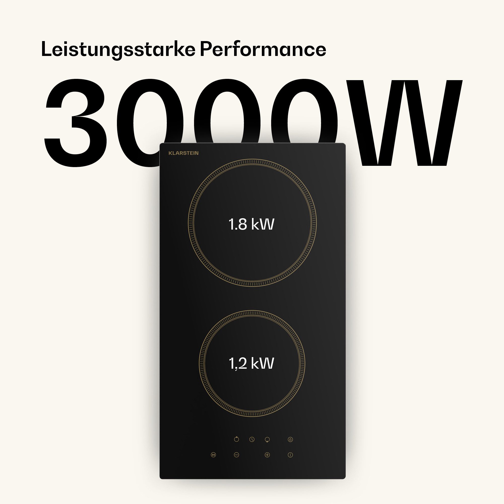 Klarstein Elektro-Kochfeld Victoria, Elektrische Kochfelder 2 Kochzonen 3000 W Touch Timer