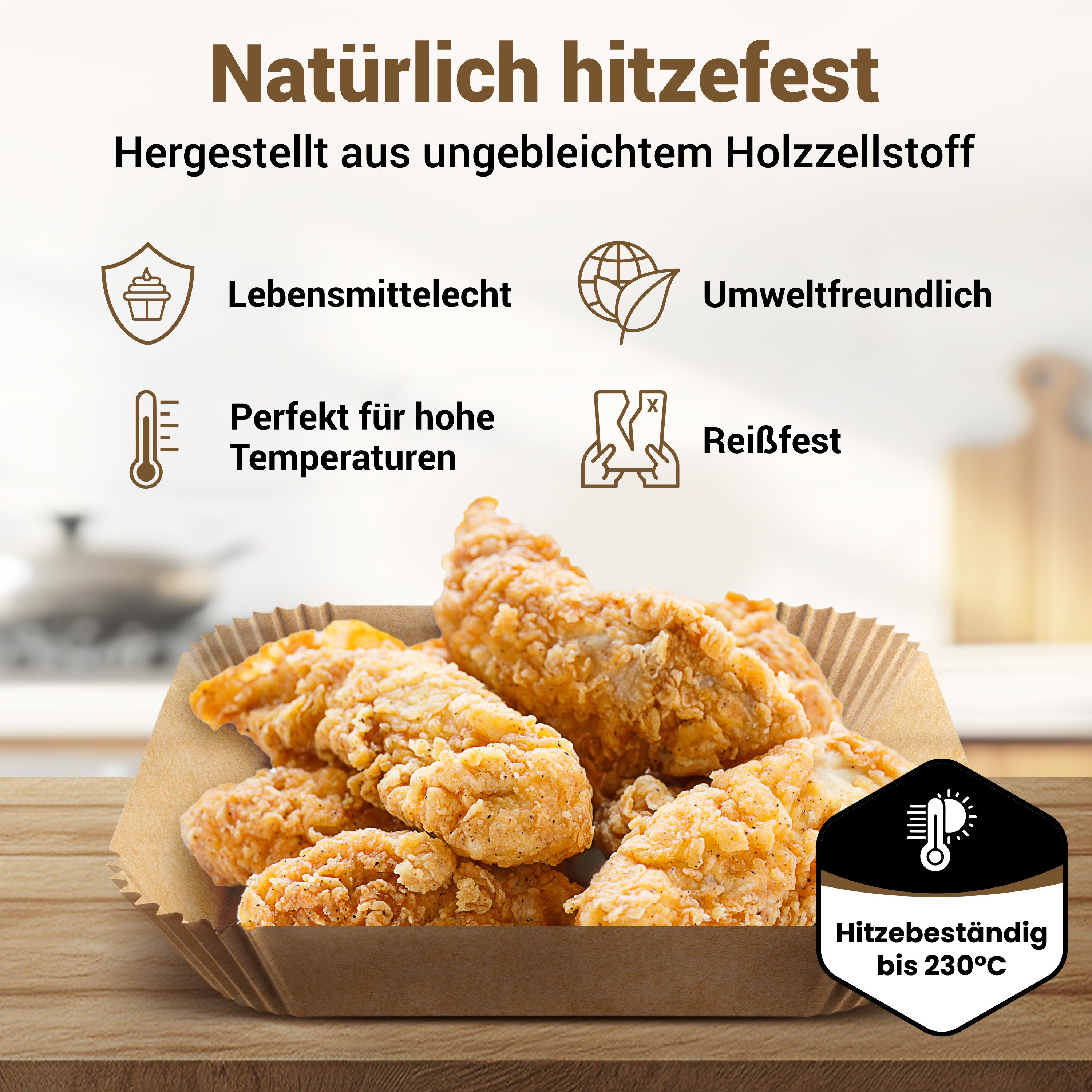 Smart-Planet Backpapier Backpapier für Heißluftfritteuse 125 Stk 20-24cm Airfryer, Antihaft-Beschichtung, rund, eckig – Bild 3 von 5