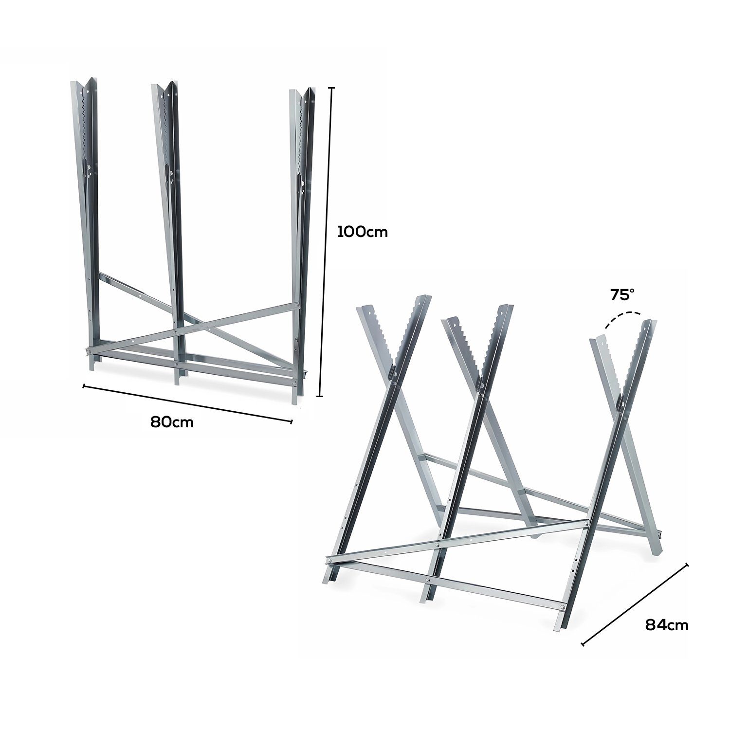 GARMIO Sägebock Sägebock verzinkt zusammenklappbarer Holzsägebock 4-fach,Extra robust, verkeilte Zinken, Greifzähne besserer Halt, 150 kg max. Belastbarkeit