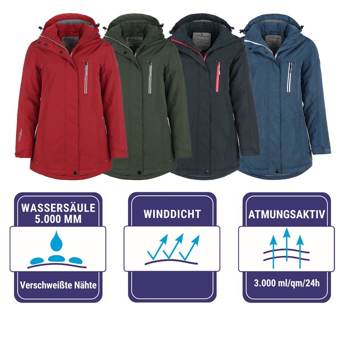 Blue Wave Funktionsjacke Carla Damen Jacke Carla - Regenjacke Funktionsmantel