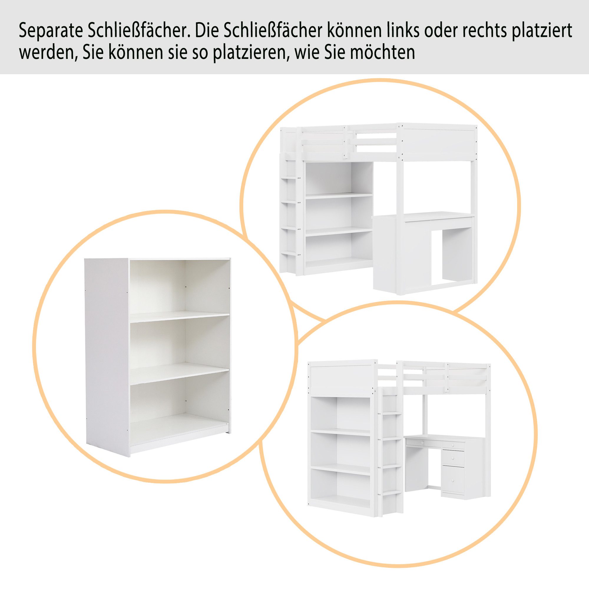 Merax Hochbett (multifunktionales Holzbett) Kinderbett 90x200cm günstig online kaufen