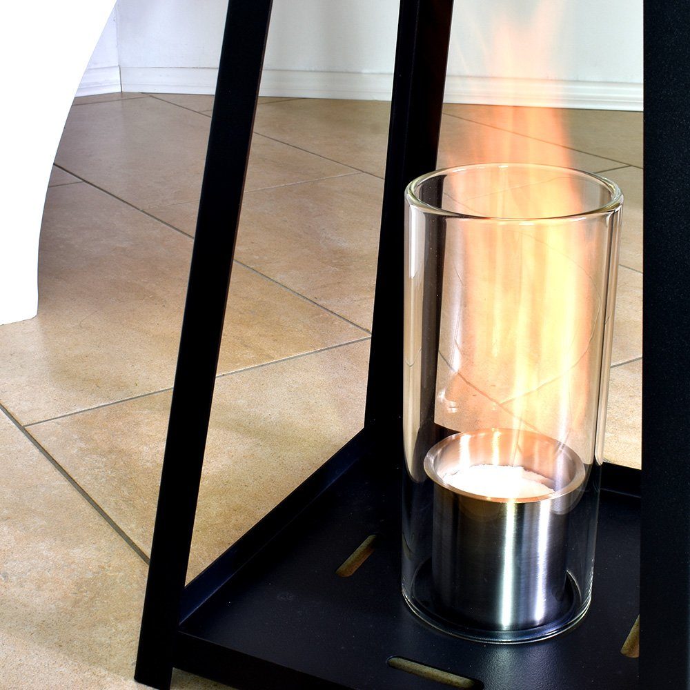 GLOW FIRE Echtfeuer-Dekokamin Ethanolkamin Glow Fire Hendrik Laterne, mit Heizleistung und Bio-Ethanol Sicherheitsbrenner