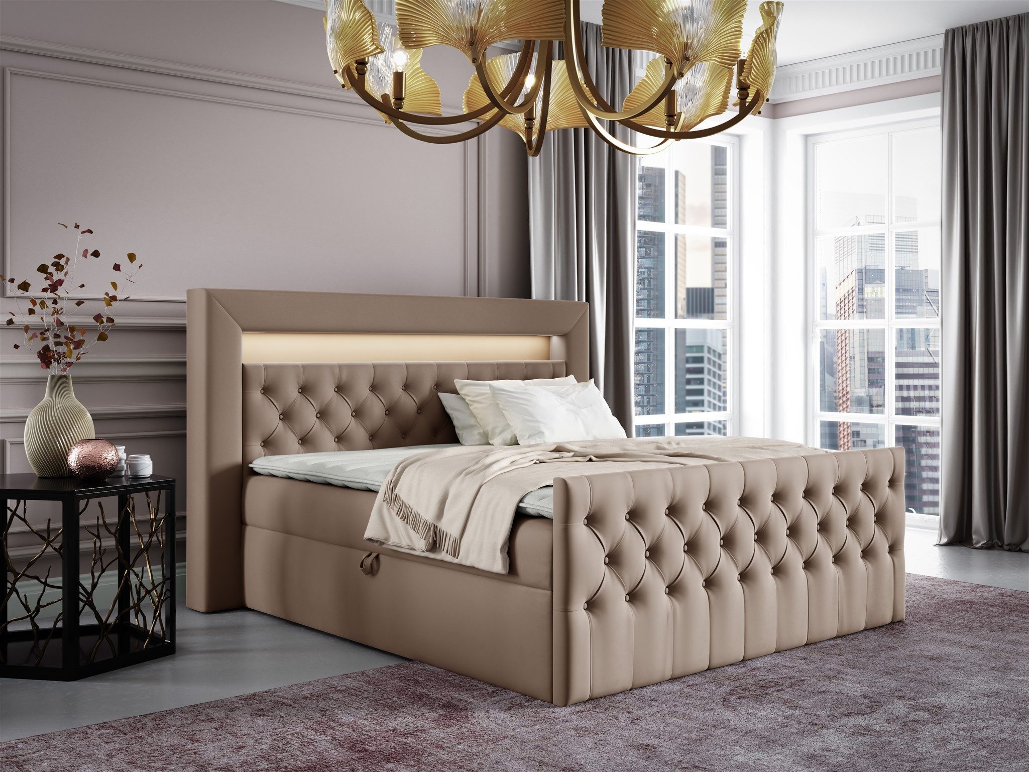Fun Möbel Boxbett Schlafzimmerbett ERNESTO Nr.4 in Stoff Elisa Velvet (inkl günstig online kaufen