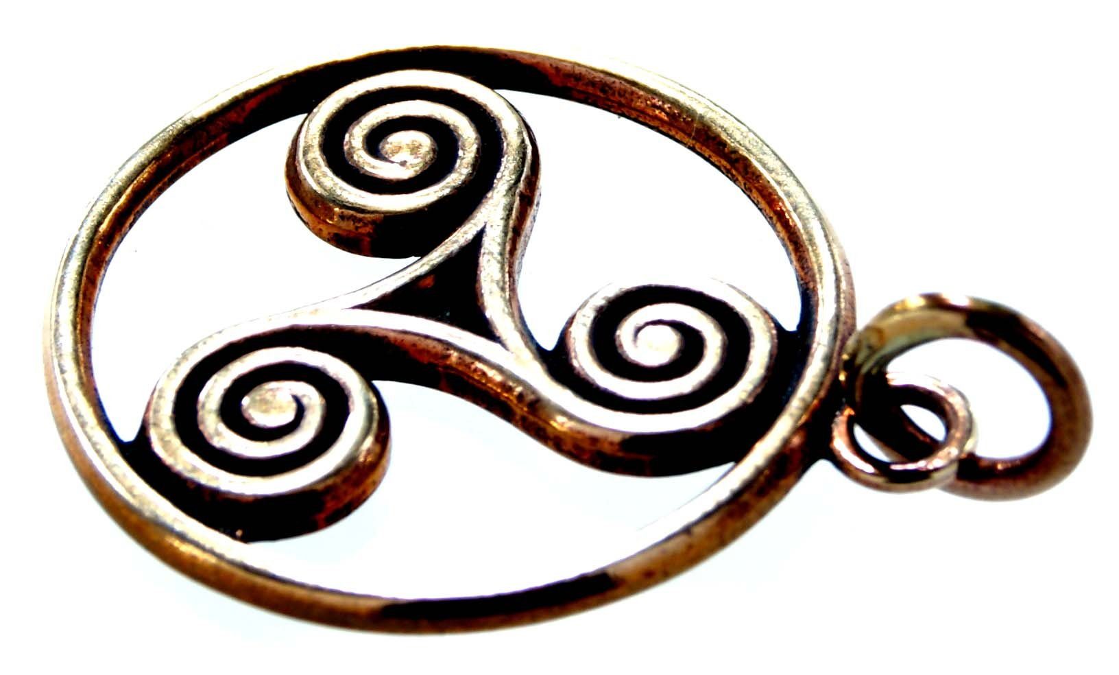 Triskel Triskele Leather Spirale Bronze of Kettenanhänger Amulett Dreier Anhänger Triskelen Kiss Kelten