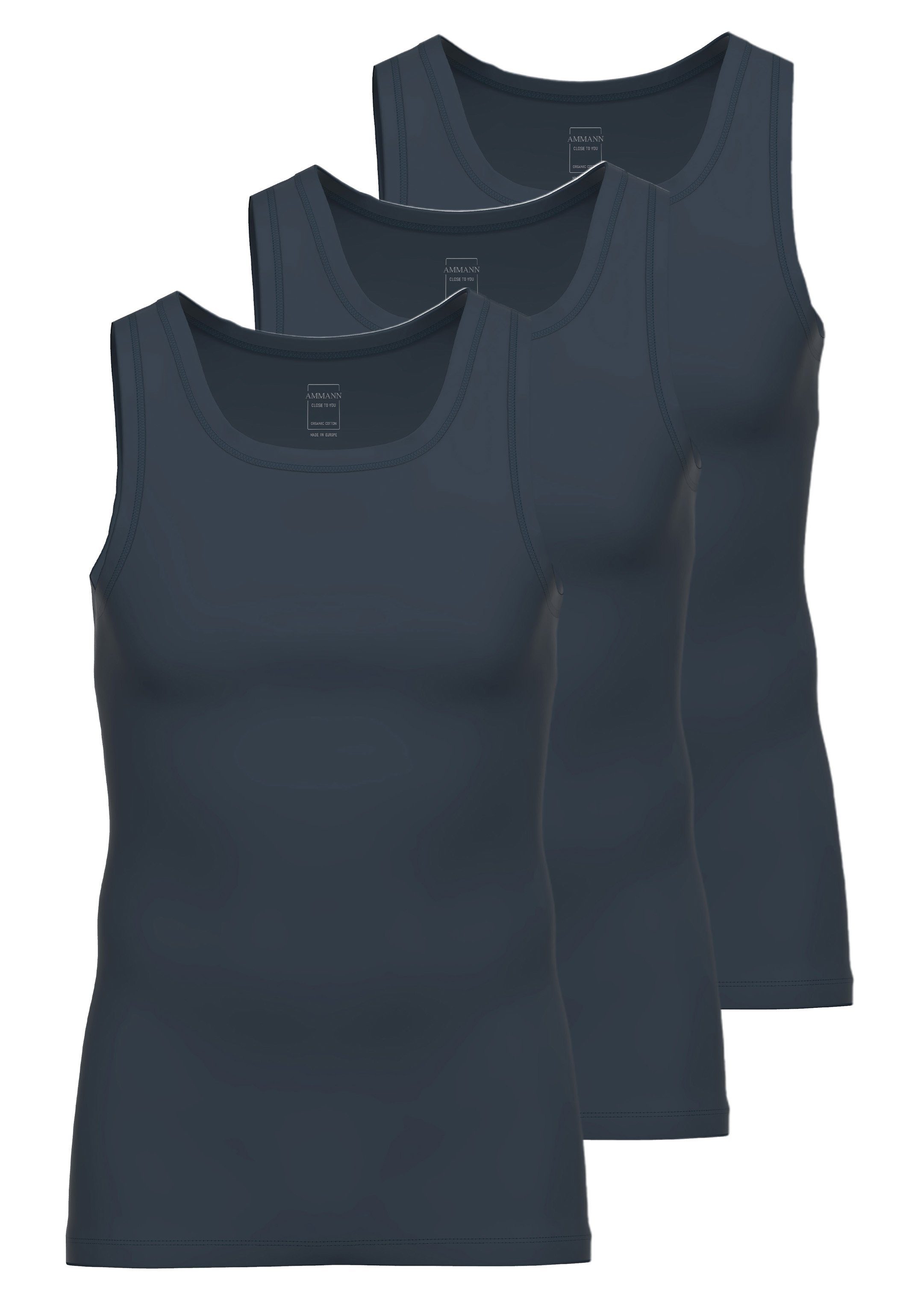 Ammann Unterhemd 3er Pack - Unterhemd you Nightblue (Spar-Set, Close 3-St) Elastisches Tanktop Atmungsaktiv to Material - / Baumwolle 