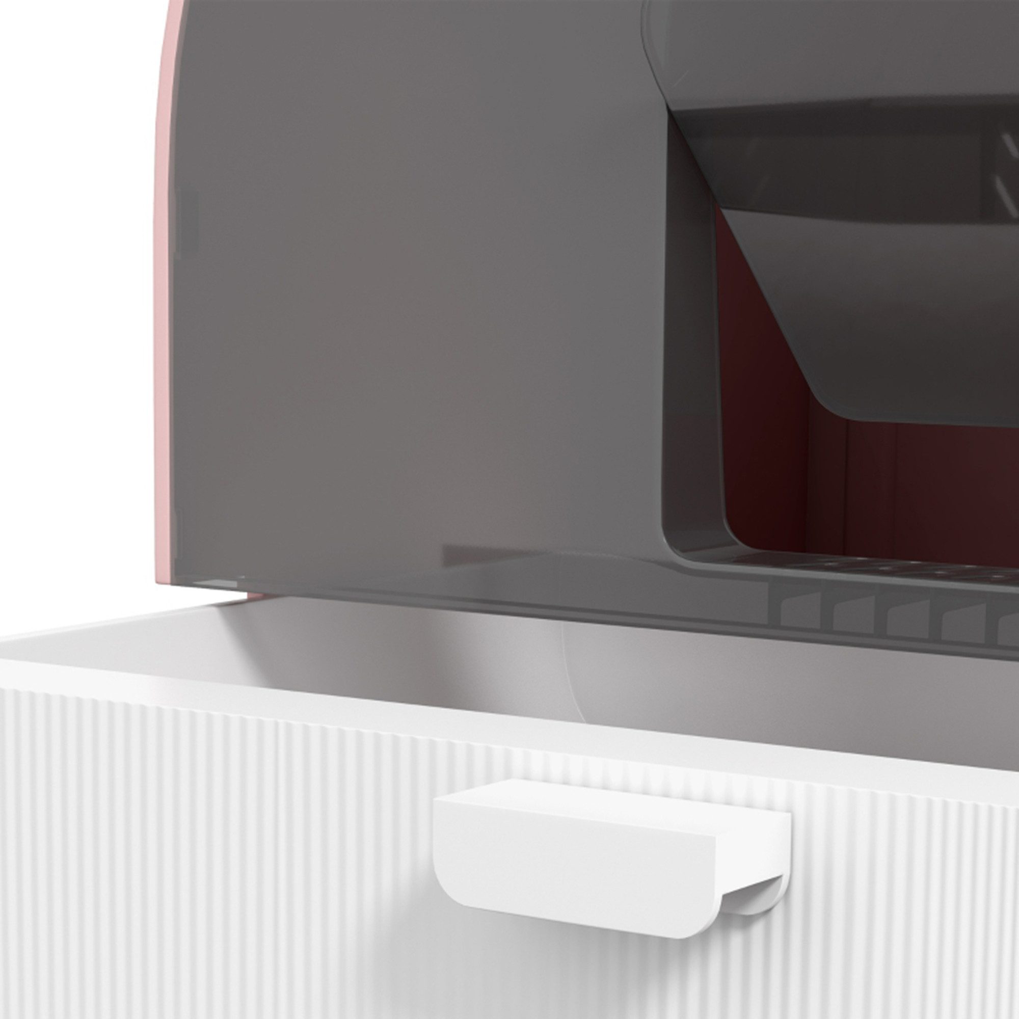 MC Star Katzentoilette mit Deckel, Streuschaufel, Schmutzfangmatte, Kunststoff, Rosa/Schwarz