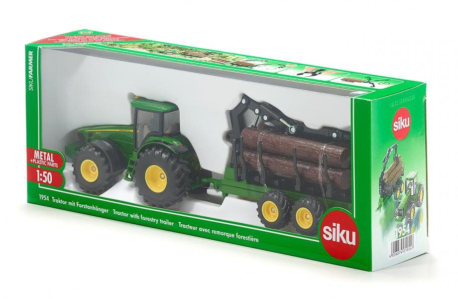 8430 Siku Farmer, Deere John Spielzeug-Traktor SIKU Forstanhänger (1954) mit