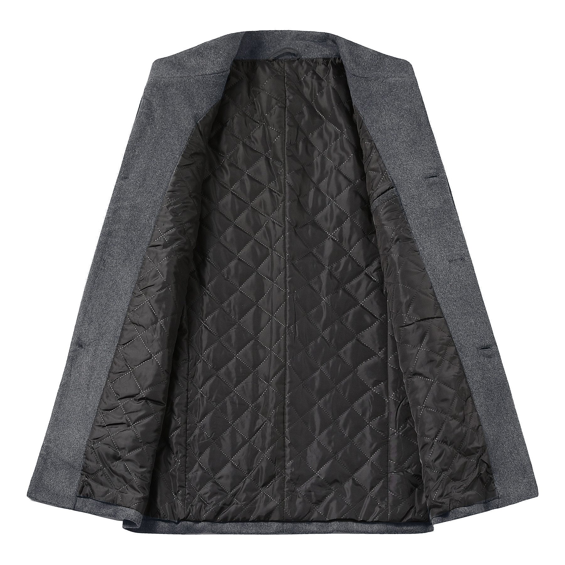 Allthemen Wintermantel Warmer Verdickter Wintermantel aus 70 % Polyester, 30 % Wolle Herren Verdickter Slim Fit Wintermantel mit Stehkragen Wollemischung – Bild 4 von 5