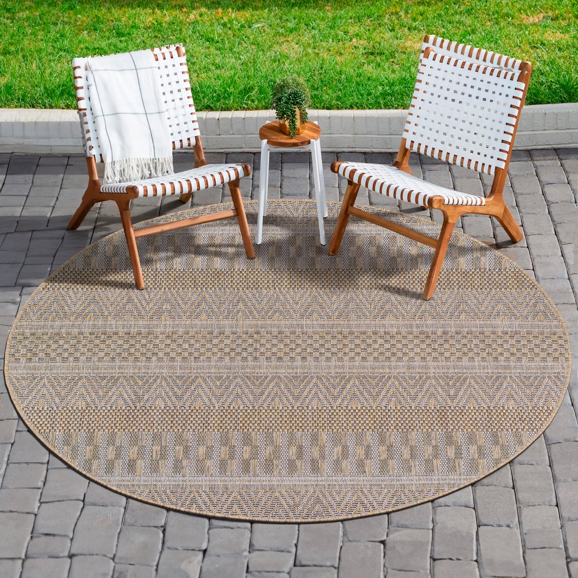 Sanat Teppich Melissa 8003, rund, Höhe: 10 mm, Kurzflor, In -und Outdoor ge günstig online kaufen
