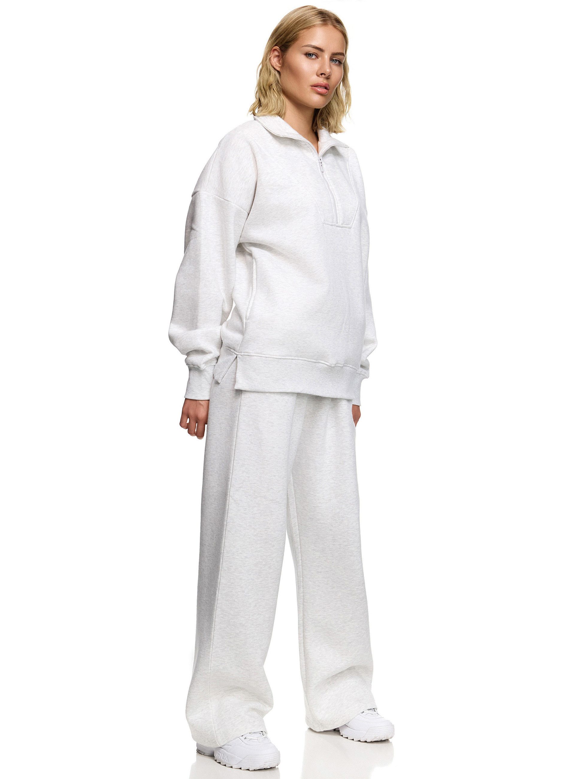 Worldclassca Jogginganzug Worldclassca Oversize Jogginganzug Wide Leg Jogger + Zip Sweatjacke, LOUNGEANZUG SPORTANZUG SUIT HOSE + HALB ZIP SWEATSHIRT