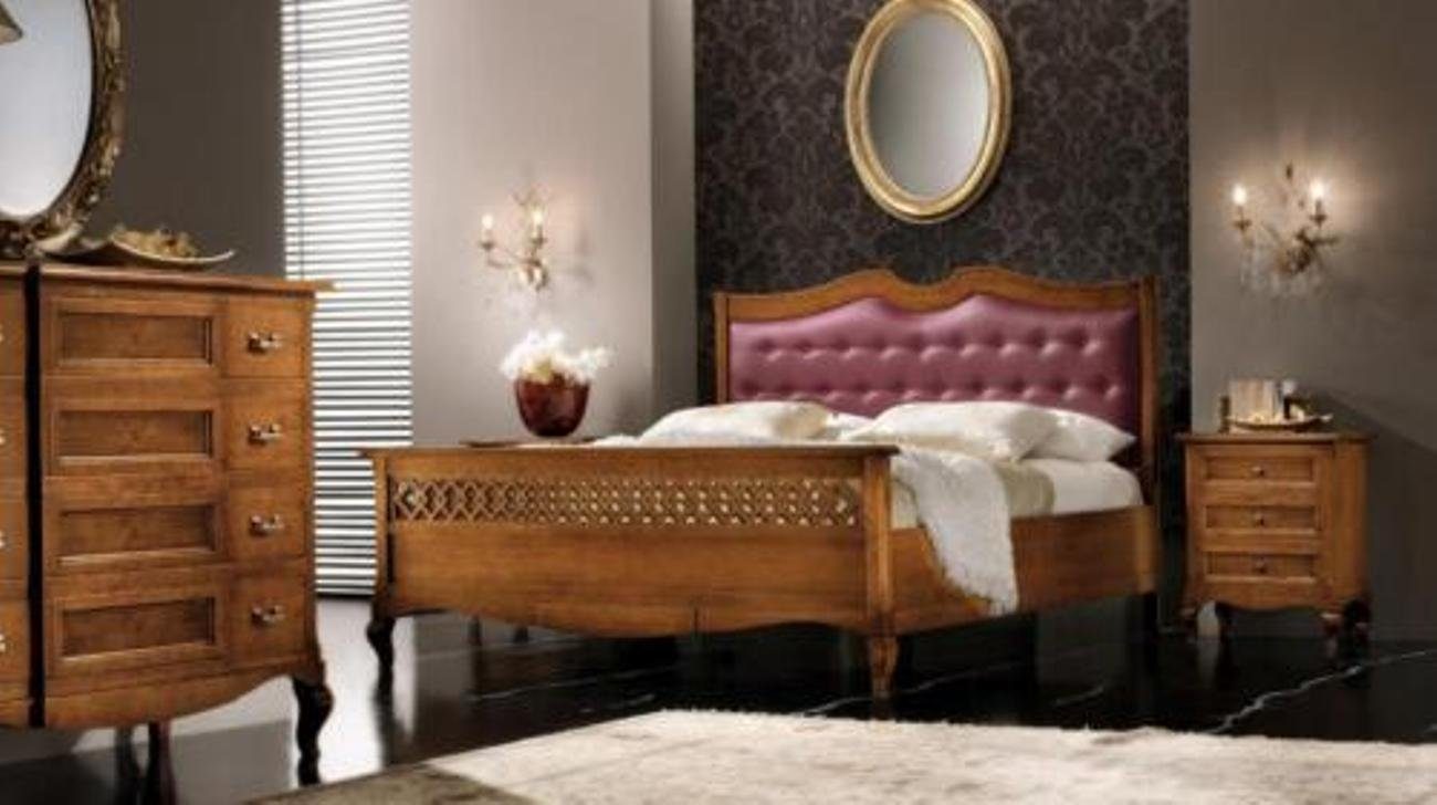 JVmoebel Bett, Schlafzimmer Massiv Holz Möbel Bett Polster Design Luxus Doppel Hotel