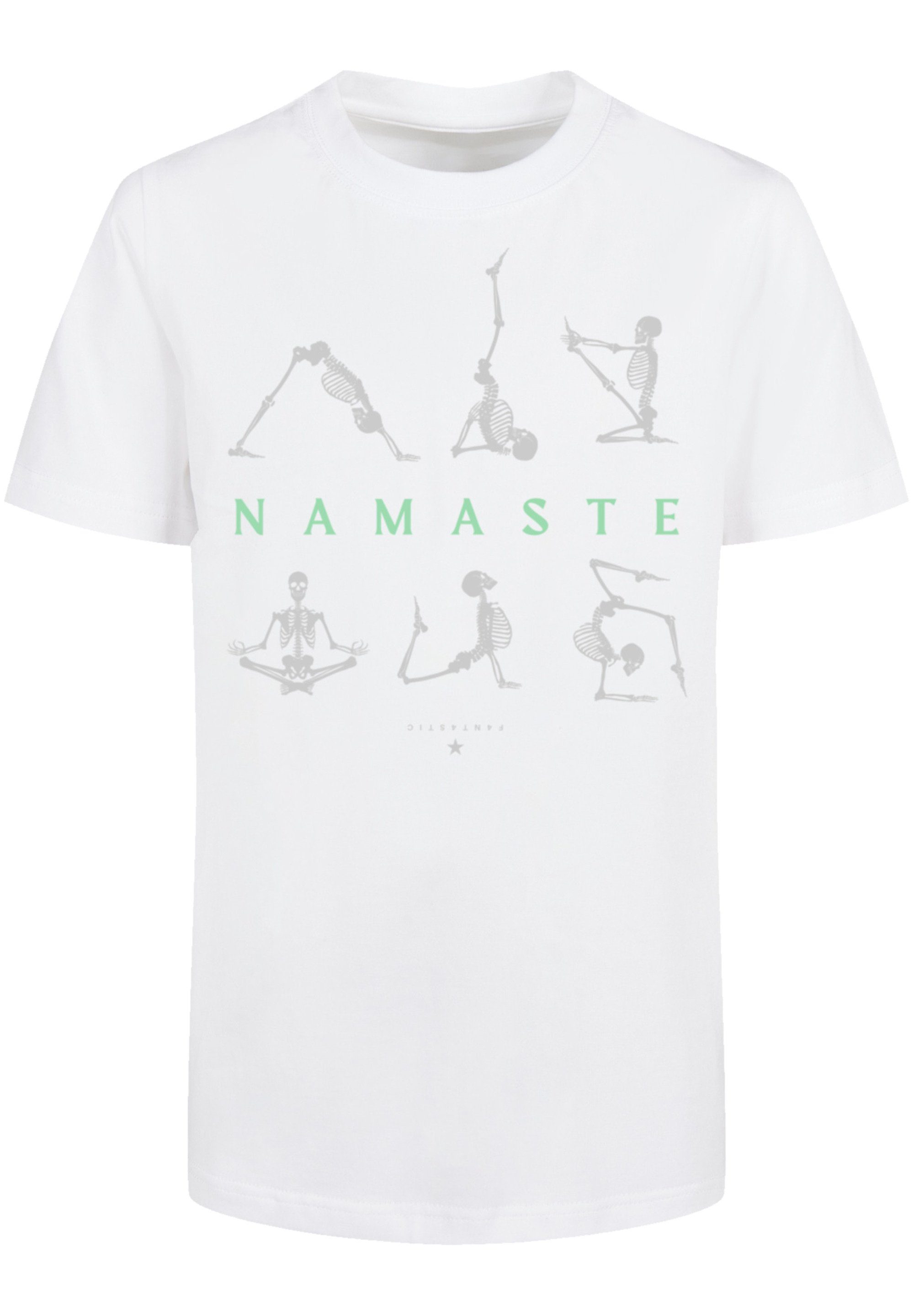 F4NT4STIC Yoga Halloween Skelett weiß T-Shirt Namaste Print