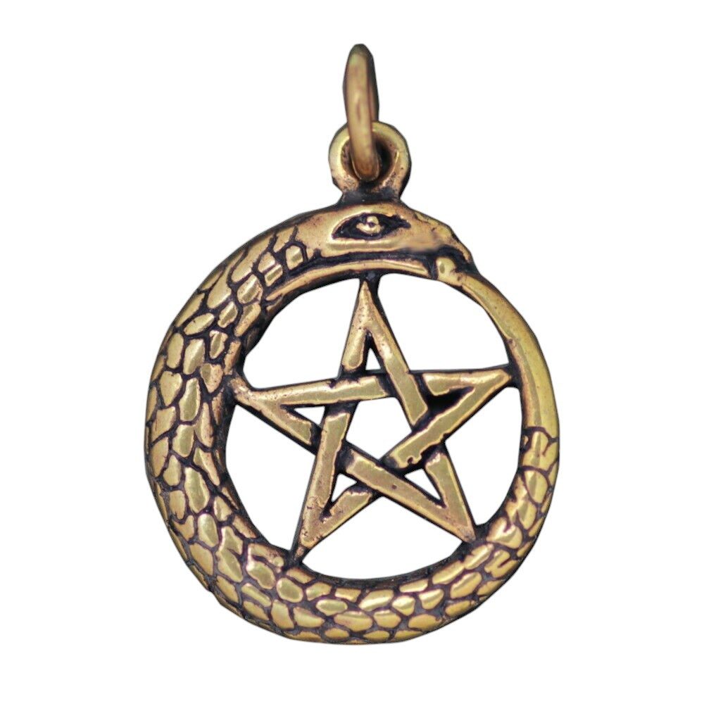 HOPLO Kettenanhänger Schlangenpentagramm Pentagramm Schlange Anhänger Bronze Medaille