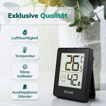 MAVORI Hygrometer und Thermometer digital mit sehr präzisen Messwerten, (1-St), Thermometer mit Luftfeuchtigkeit