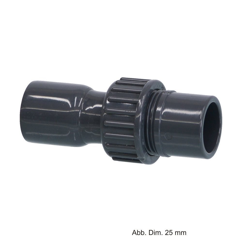 bevo Wasserrohr PVC-U 3/3 Kupplung, Klebemuffe x Klebemuffe/Klebestutzen, 16 bar, 25mm