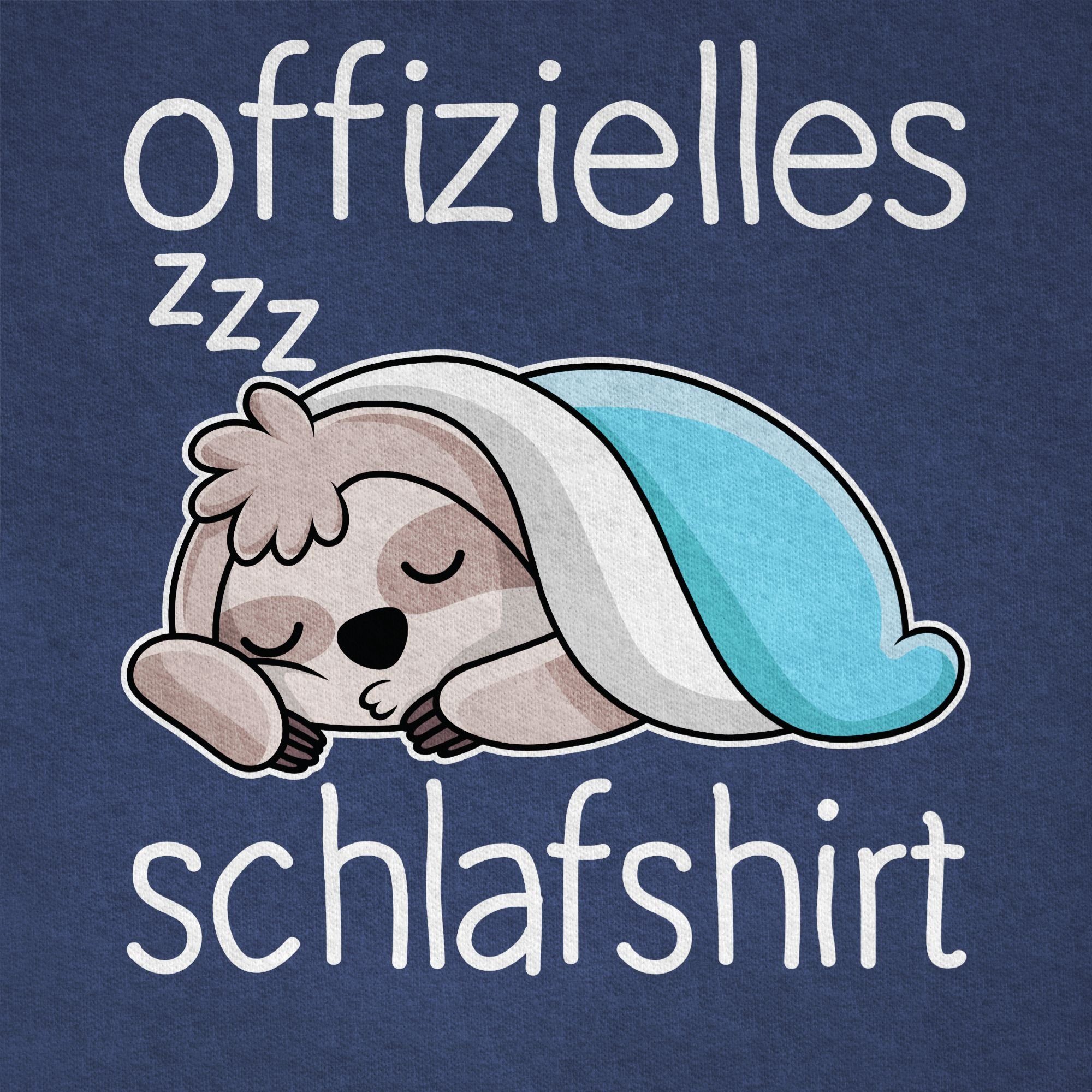 Shirtracer T-Shirt Offizielles Schlafshirt mit Meliert Kinder Dunkelblau - weiß Faultier Statement 01 Sprüche