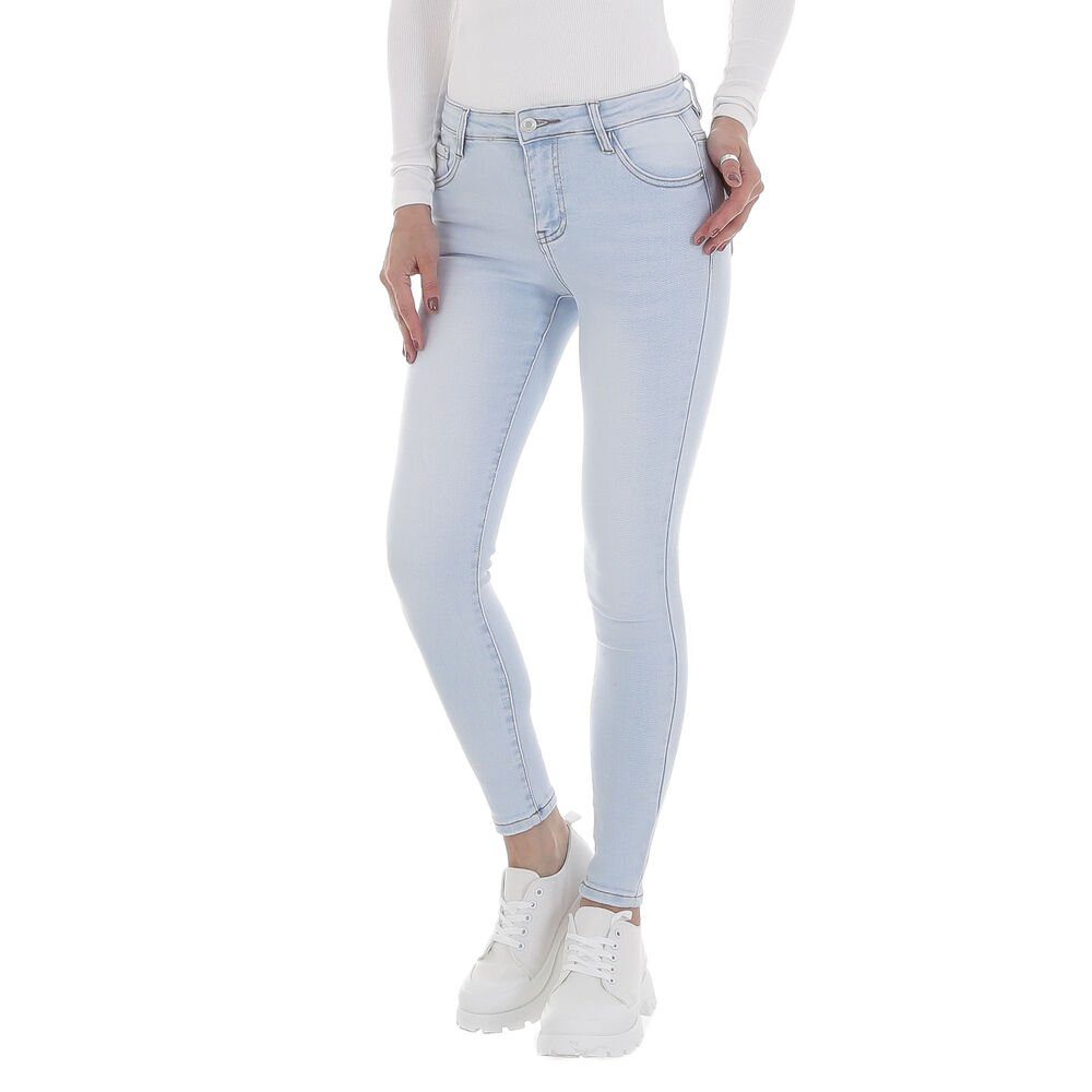 Ital-Design Skinny-fit-Jeans Damen Freizeit Used-Look Stretch Skinny Jeans  in Hellblau