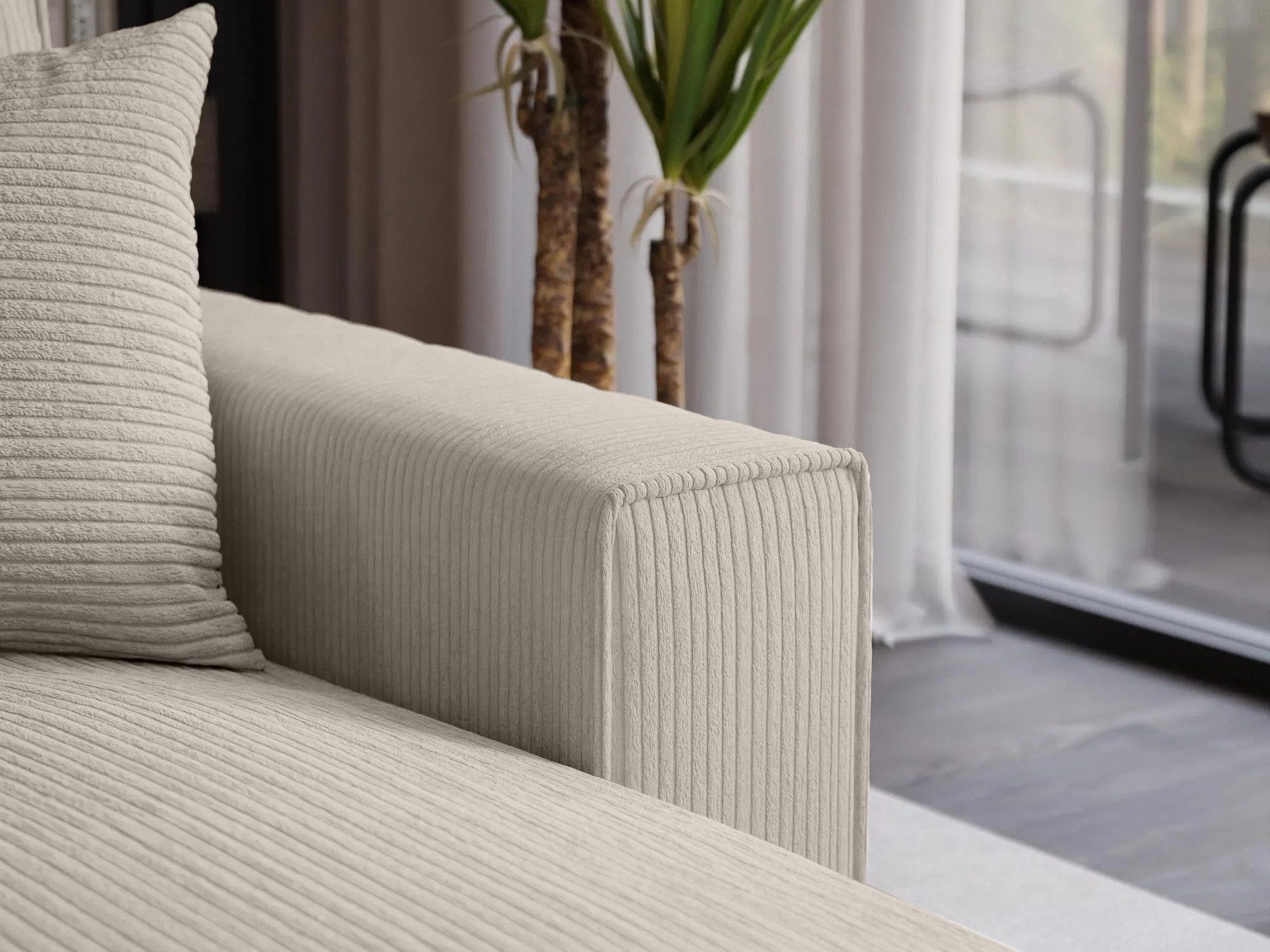 Beautysofa Ecksofa mit Schlaffunktion und Bettkasten PARYS L, Polstersofa aus Cordstoff, POSO-Cordstoff, Ottomane auf der linken oder rechten Seite – Bild 5 von 5