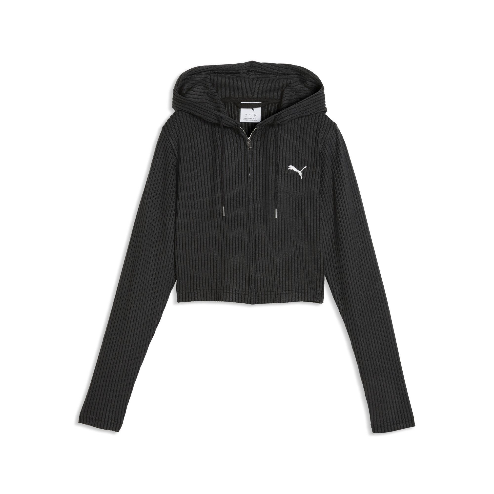 PUMA Hoodie Essentials Slim Gerippte Kapuzenjacke Damen