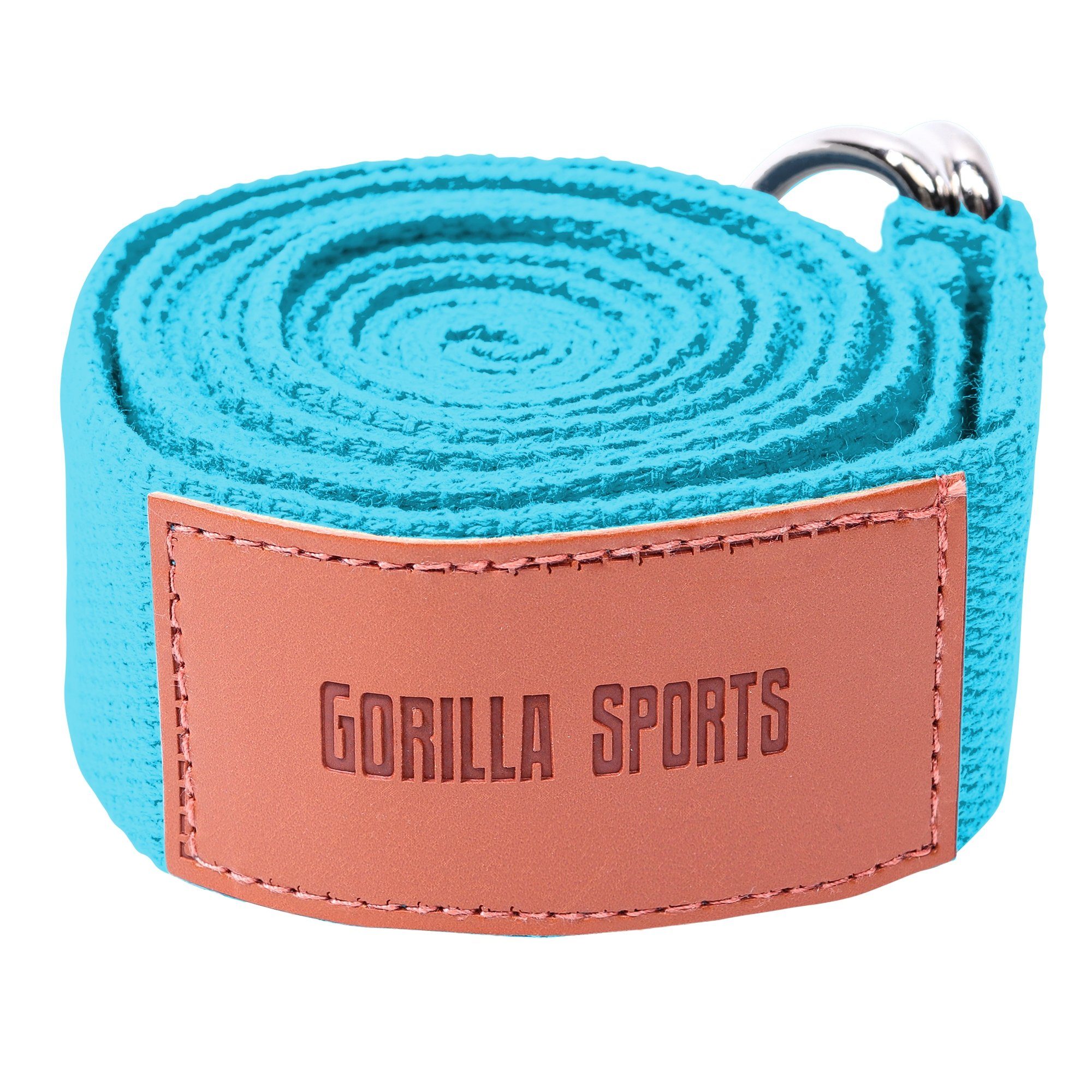 SPORTS Blau Yogagurt Yoga-Gürtel, Metall, Yoga Strap Verschluss aus 100% Baumwolle, mit GORILLA