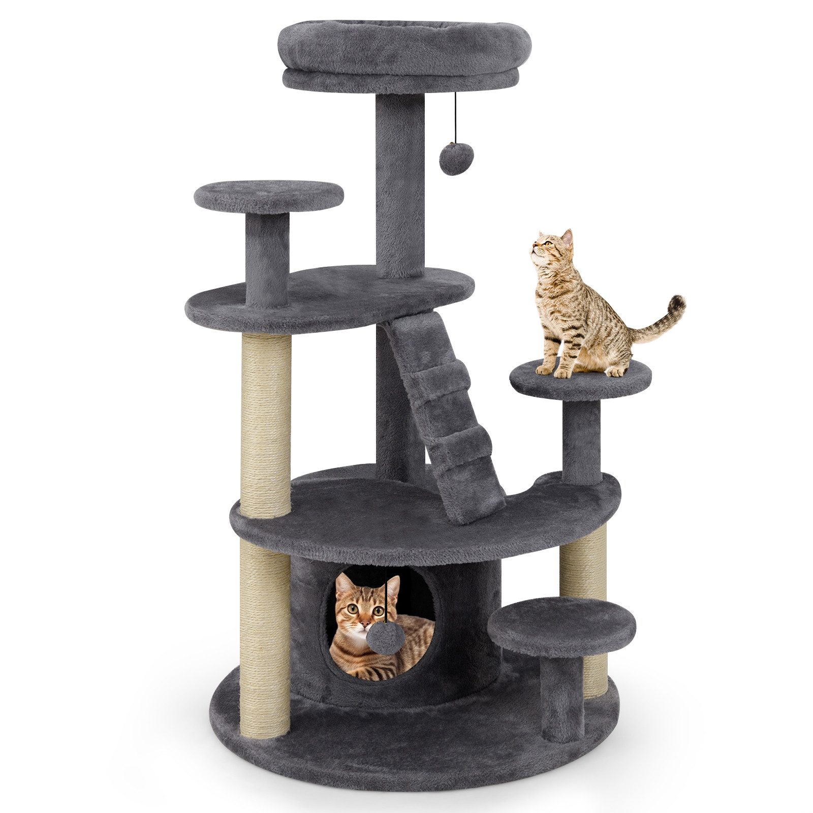 COSTWAY Kratzbaum, Katzenbaum, Katzenkratzbaum mit Höhle, Leiter, Ball