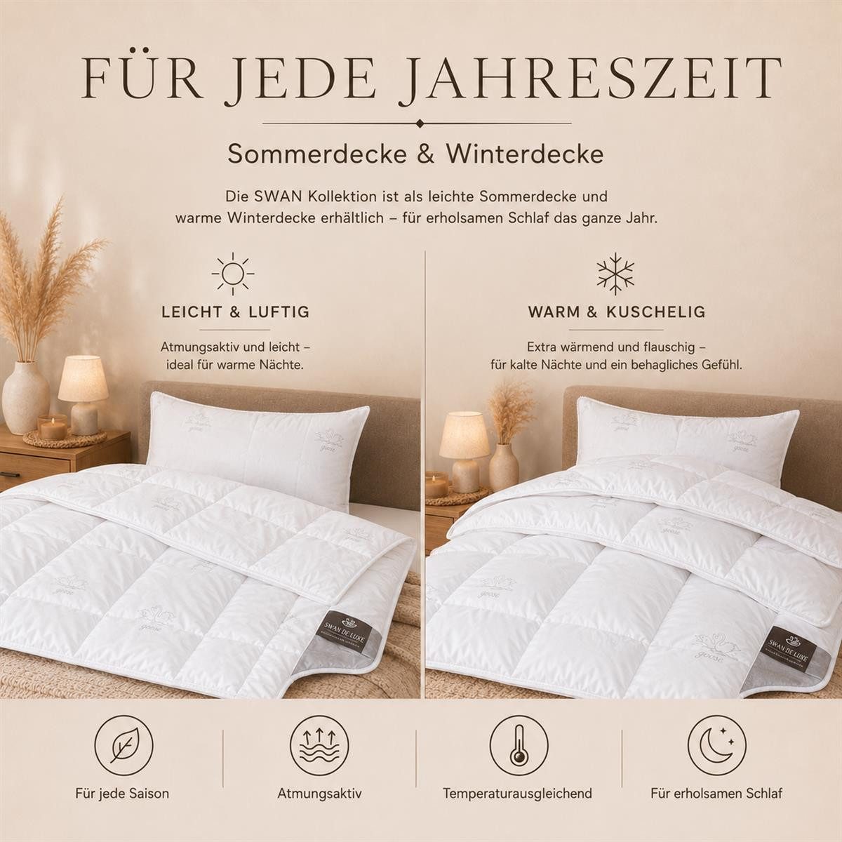 SEI Design Microfaserbettdecke SWAN Sommer Bettdecke 155x220 cm Mikrofaser Decke, Füllung: 100% Mikrofaser, Bezug: 100% Mikrofaser, Allergiker