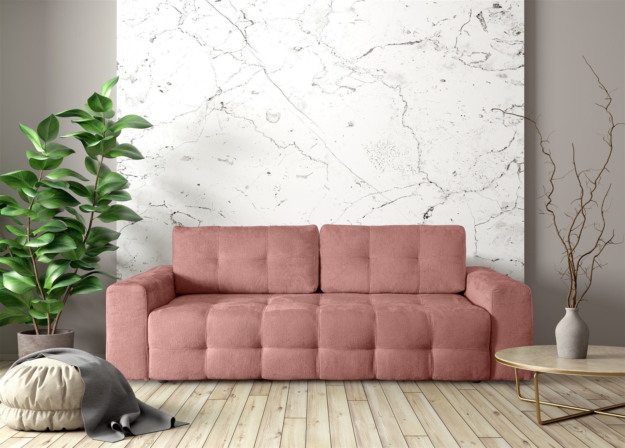 Fun Möbel Sofa Schlafsofa Designersofa Sofa 3-Sitzer ARIELLE, inkl. 2 Rückenkissen, inkl. Bettkasten